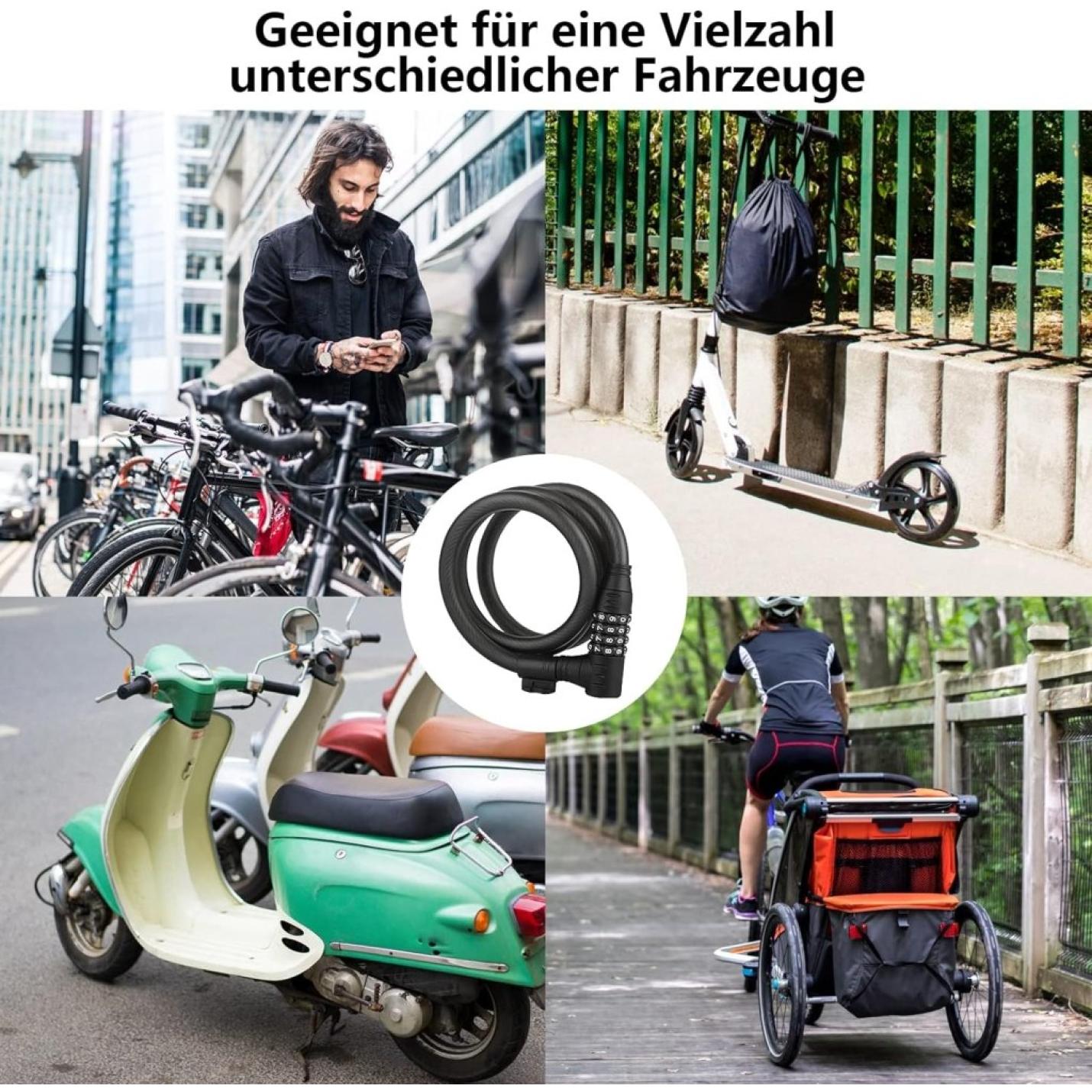 Fietsslot cijferslot E-scooter slot T-style compatibel met Xiaomi M365/Pro2/Max/Ninebot/F/GXL Essential scooter/fiets/motor 1,2 m/12 mm anti-diefstal ideaal slot 12 stalen kabel autoslot - happygetfit.com