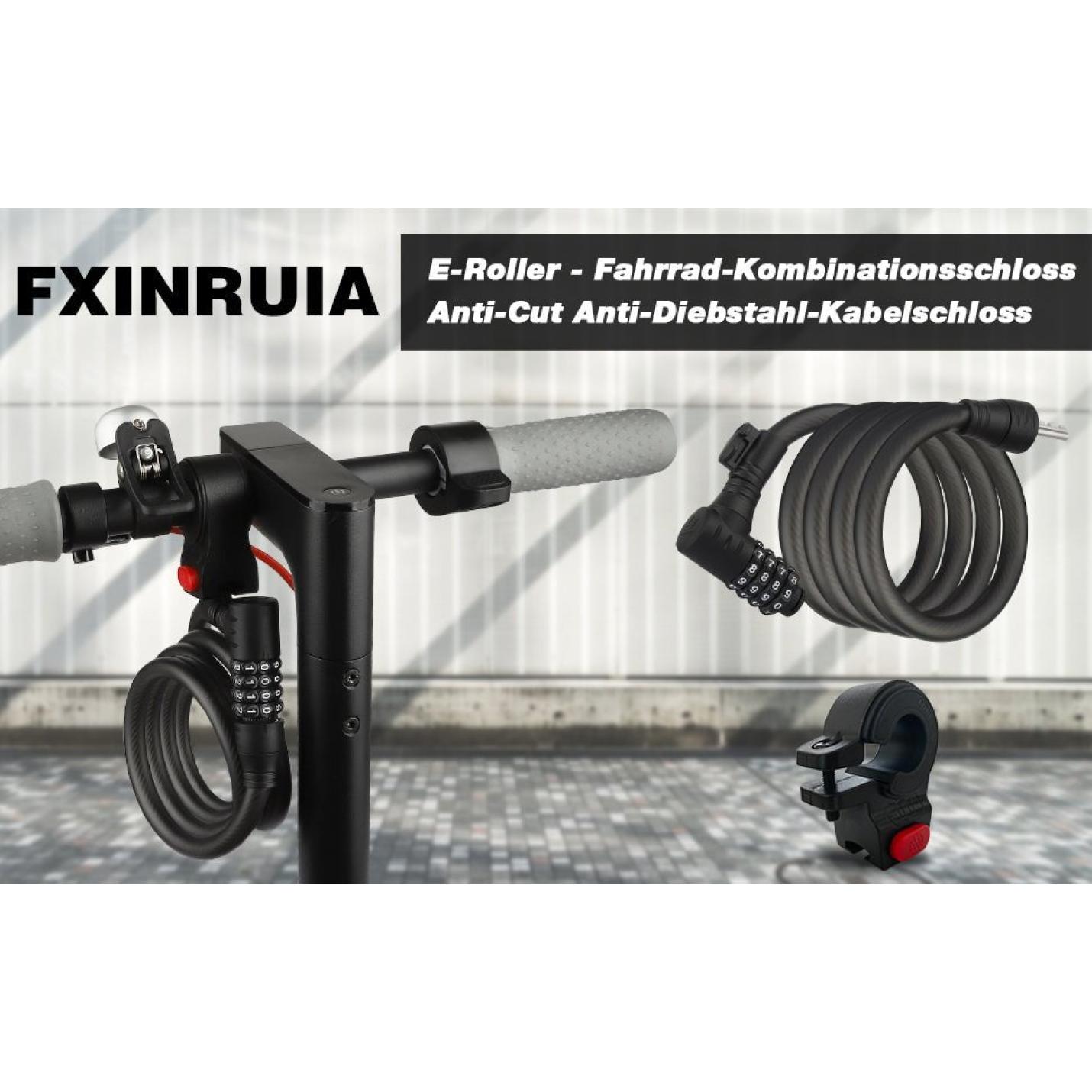 Fietsslot cijferslot E-scooter slot T-style compatibel met Xiaomi M365/Pro2/Max/Ninebot/F/GXL Essential scooter/fiets/motor 1,2 m/12 mm anti-diefstal ideaal slot 12 stalen kabel autoslot - happygetfit.com