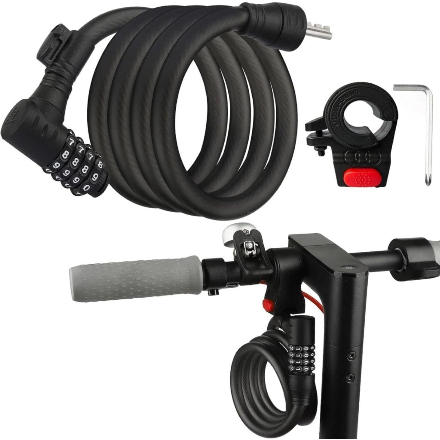 Fietsslot cijferslot E-scooter slot T-style compatibel met Xiaomi M365/Pro2/Max/Ninebot/F/GXL Essential scooter/fiets/motor 1,2 m/12 mm anti-diefstal ideaal slot 12 stalen kabel autoslot - happygetfit.com