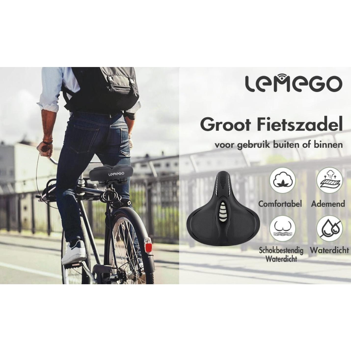 Fietszadel Heren Dames Comfortabel, Fietszadel Groot Waterdicht Schokbestendig met Memory Foam Ergonomisch Reflecterend Zacht Zadel voor Mountainbike Racefiets Hometrainer Elektrische Fiets - happygetfit.com