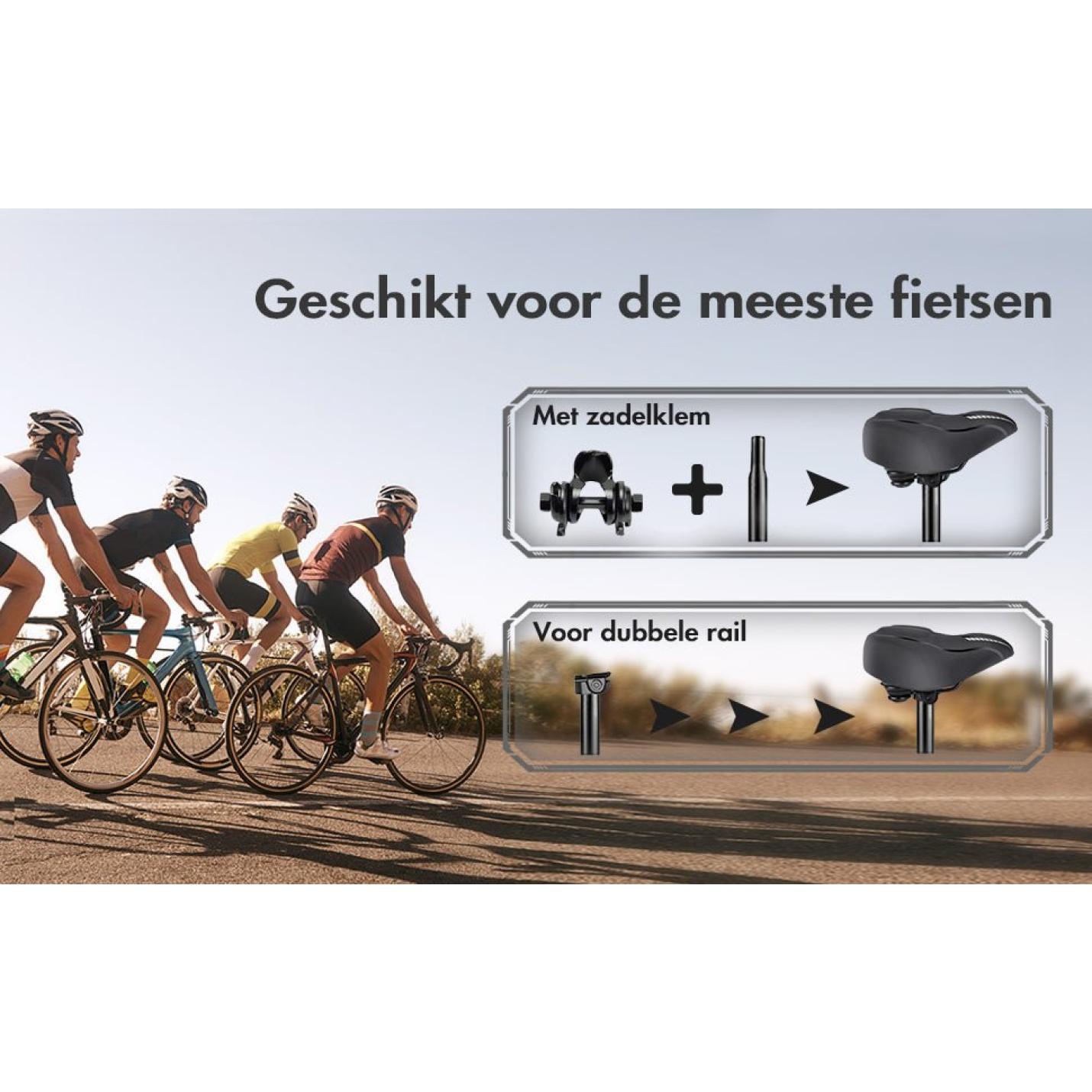 Fietszadel Heren Dames Comfortabel, Fietszadel Groot Waterdicht Schokbestendig met Memory Foam Ergonomisch Reflecterend Zacht Zadel voor Mountainbike Racefiets Hometrainer Elektrische Fiets - happygetfit.com