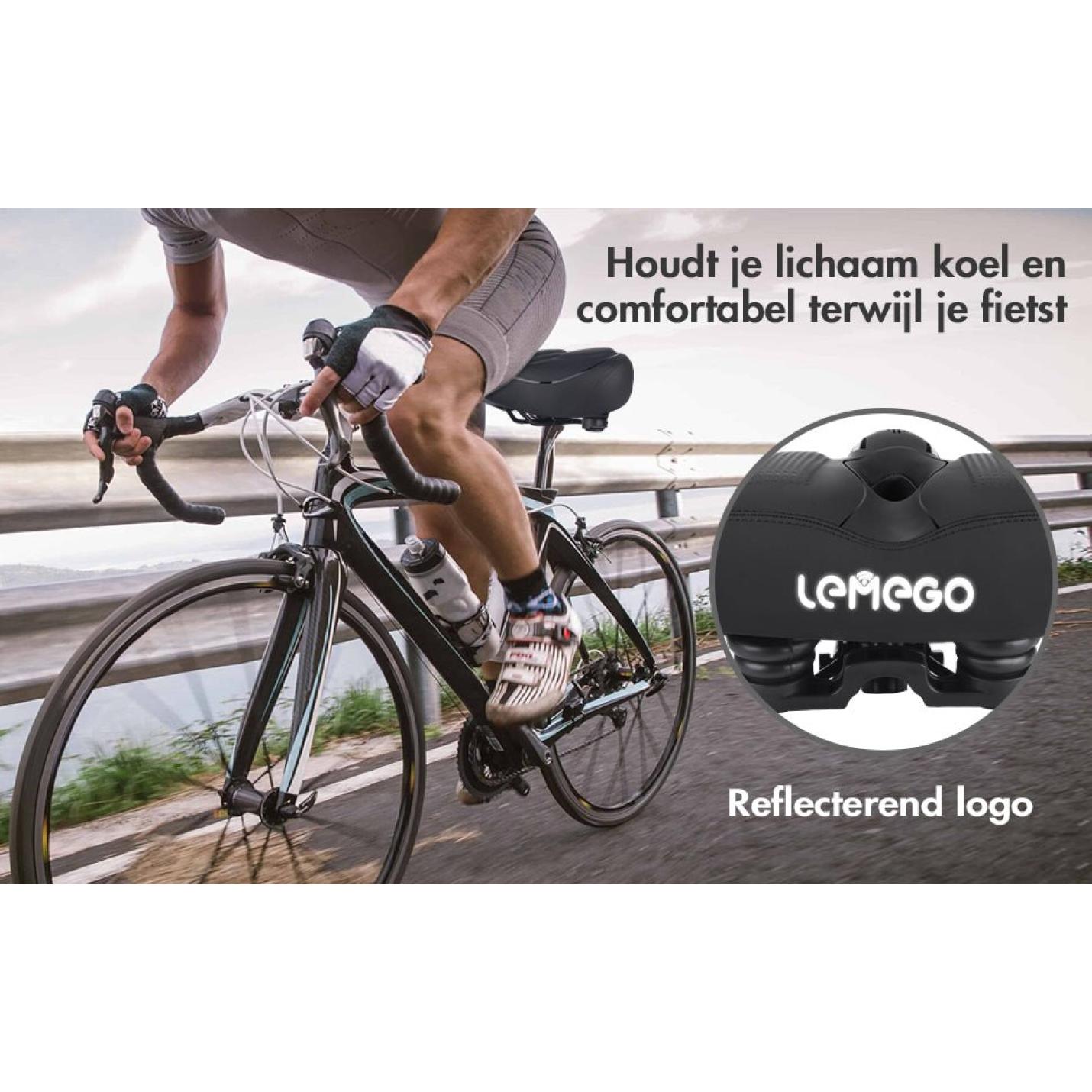 Fietszadel Heren Dames Comfortabel, Fietszadel Groot Waterdicht Schokbestendig met Memory Foam Ergonomisch Reflecterend Zacht Zadel voor Mountainbike Racefiets Hometrainer Elektrische Fiets - happygetfit.com