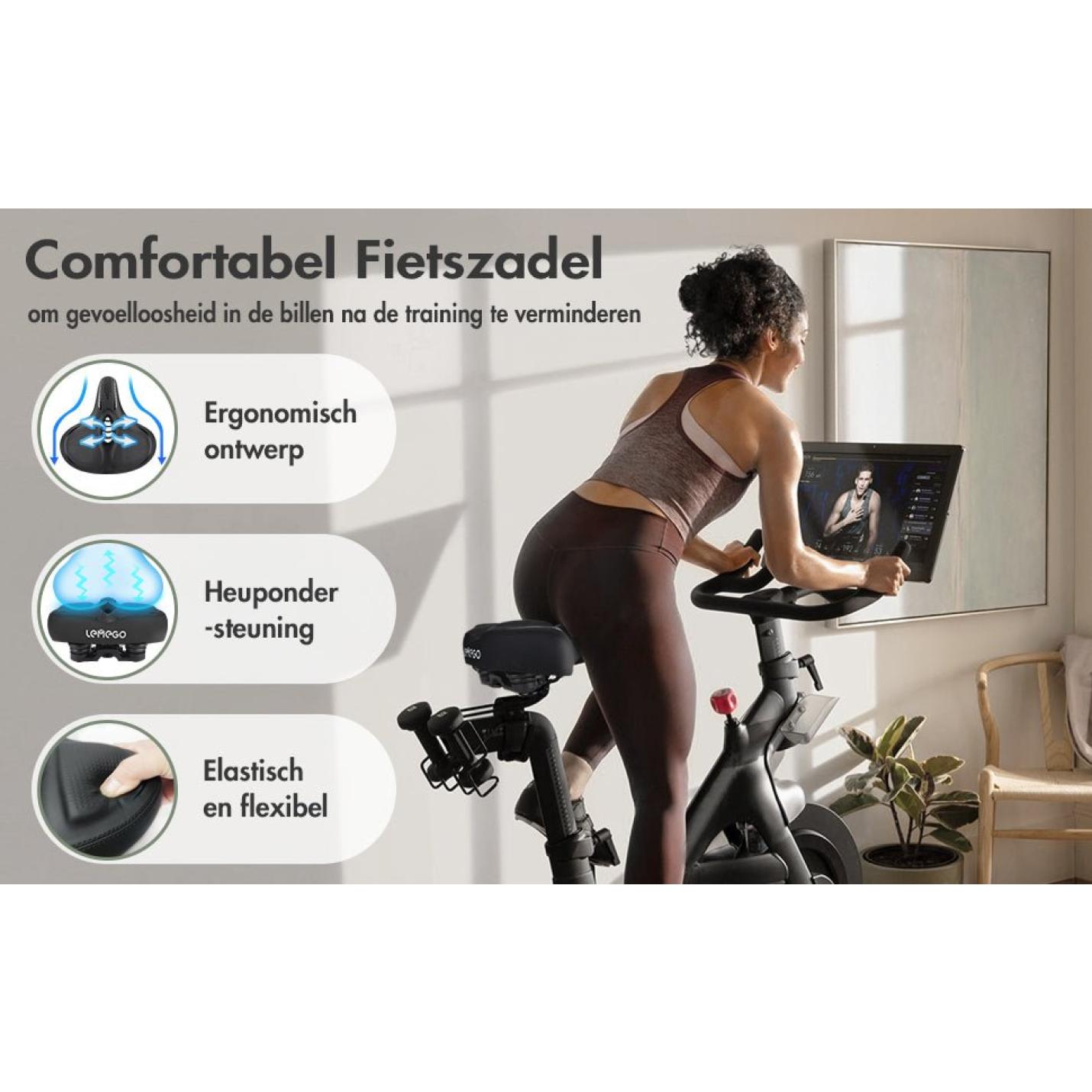 Fietszadel Heren Dames Comfortabel, Fietszadel Groot Waterdicht Schokbestendig met Memory Foam Ergonomisch Reflecterend Zacht Zadel voor Mountainbike Racefiets Hometrainer Elektrische Fiets - happygetfit.com