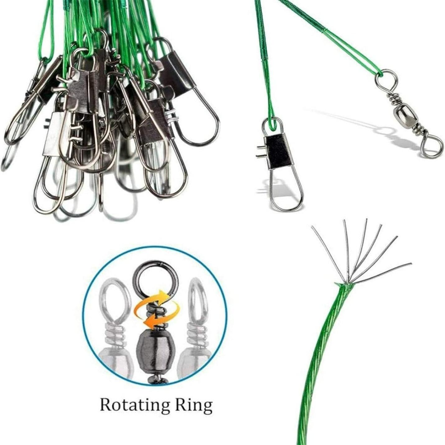 Diverse viswartels met kliksluitingen en draaibare ring, gemaakt van Stalen visdraad: De krachtigste vislijn voor elk avontuur.
