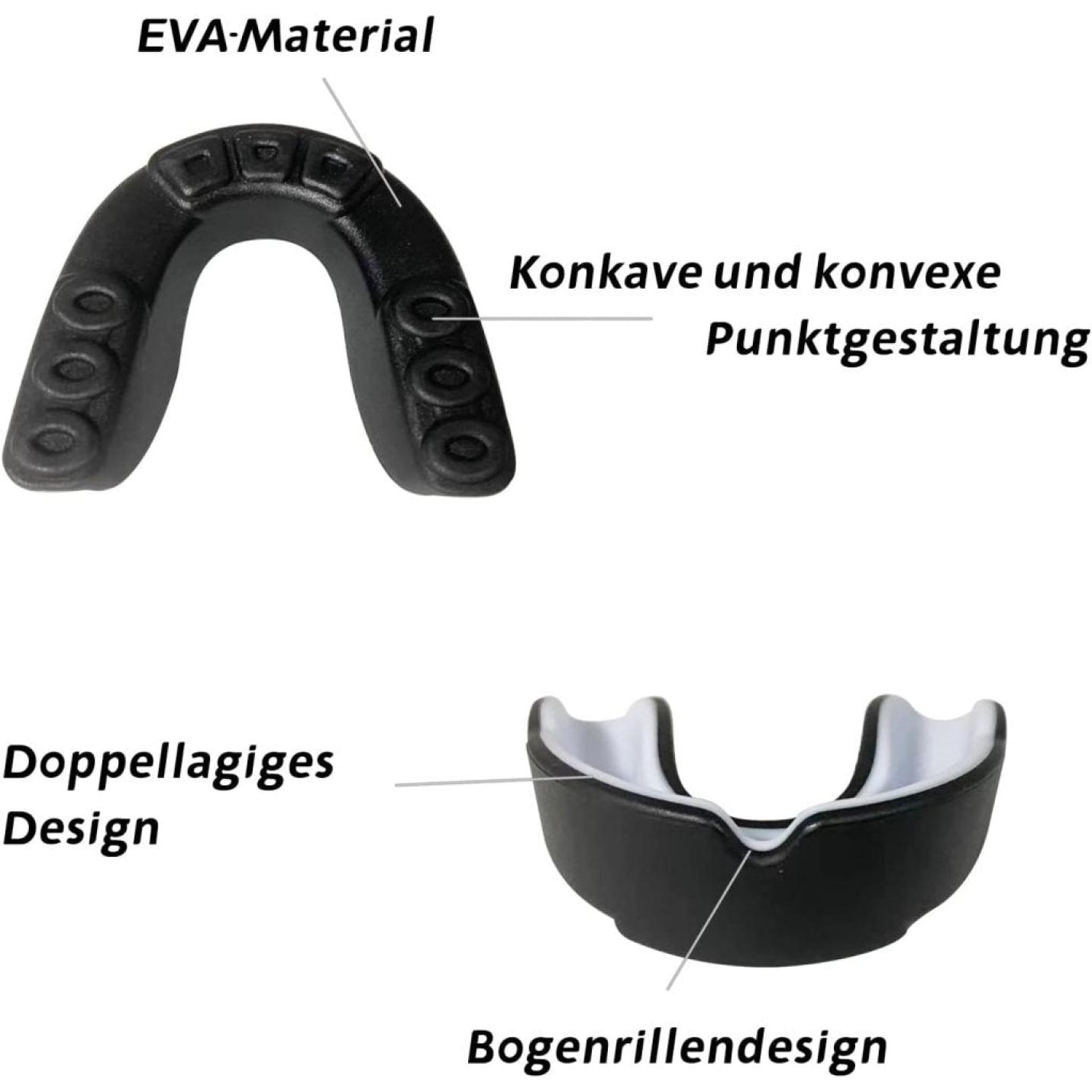 Gebitsbescherming, 2 stuks mondbescherming, boxen, voor MMA vechtsport boksen, zwart-wit, volwassenen - happygetfit.com