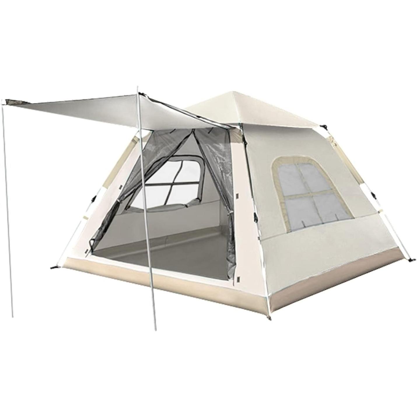 Geniet van een zithoek kampeerervaring met onze Geniepop 4-persoons pop-up tent!