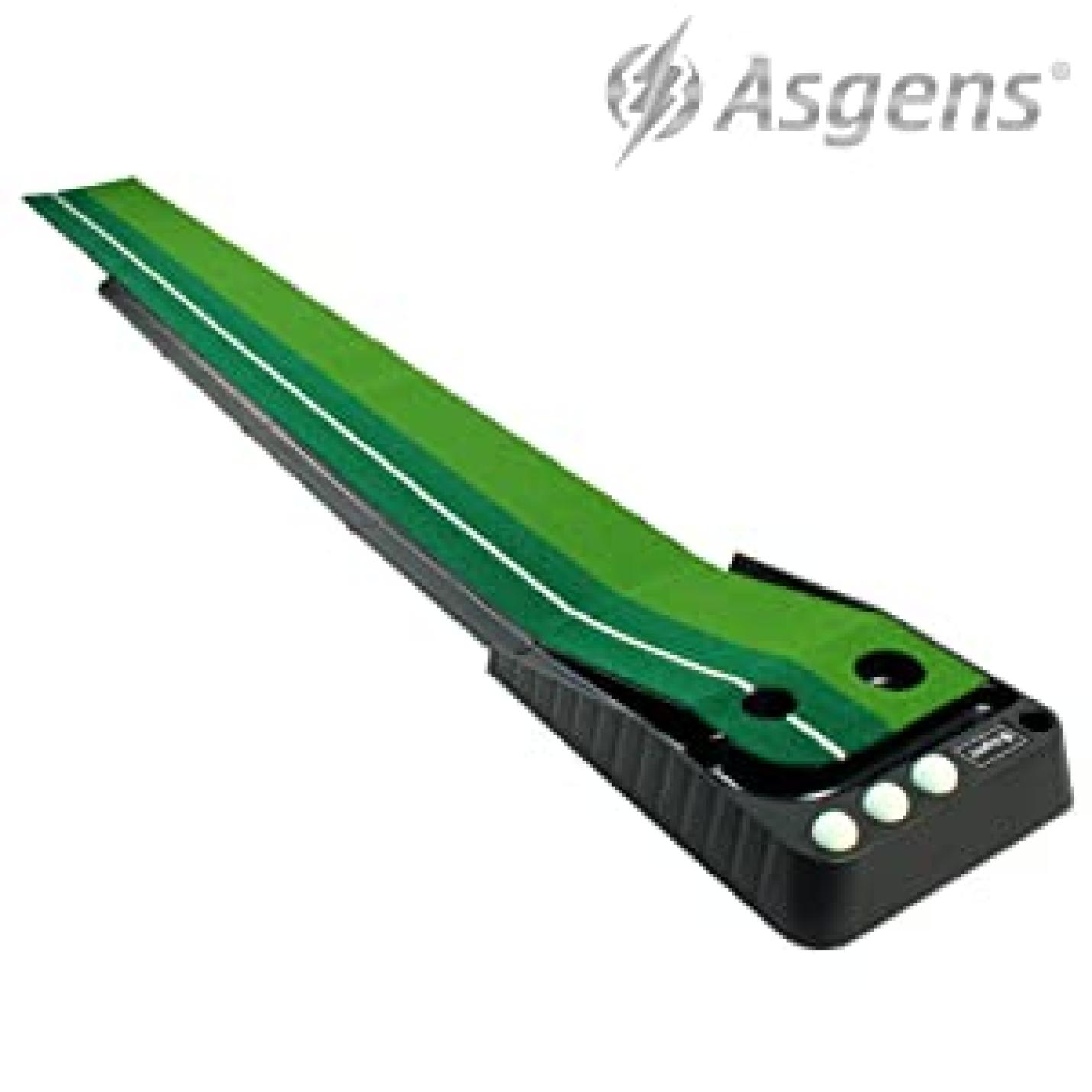 Golf Putting Trainer (3 ballen gratis), tweekleurige grasgolfmat met baldikker retourbaan en automatische functie Oefen binnen en buiten voor beginners en amateur - happygetfit.com