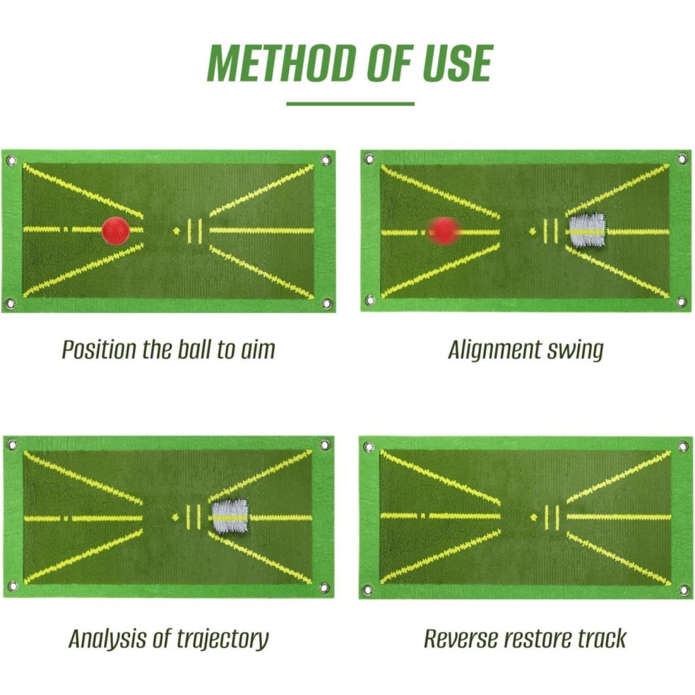 Golf trainingsmat voor Swing Detection Batting Analysis Swing Path and Correct Hitting Houding Golf Practice Mat, 25 x 50 cm, professionele golfoefenmat golfoefenapparaat voor binnen en buiten - happygetfit.com