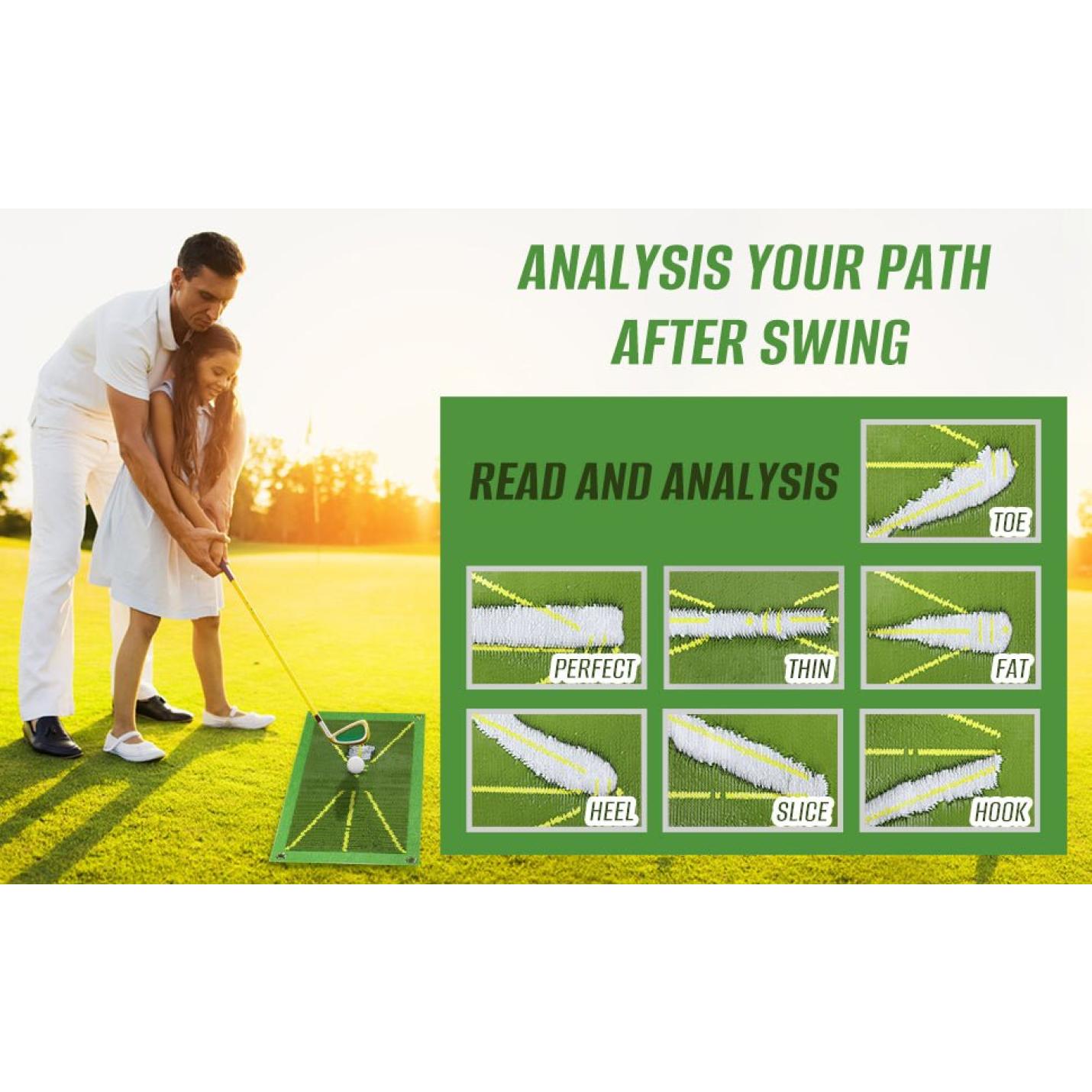 Golf trainingsmat voor Swing Detection Batting Analysis Swing Path and Correct Hitting Houding Golf Practice Mat, 25 x 50 cm, professionele golfoefenmat golfoefenapparaat voor binnen en buiten - happygetfit.com