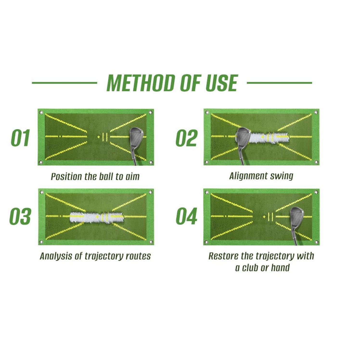 Golf trainingsmat voor Swing Detection Batting Analysis Swing Path and Correct Hitting Houding Golf Practice Mat, 25 x 50 cm, professionele golfoefenmat golfoefenapparaat voor binnen en buiten - happygetfit.com