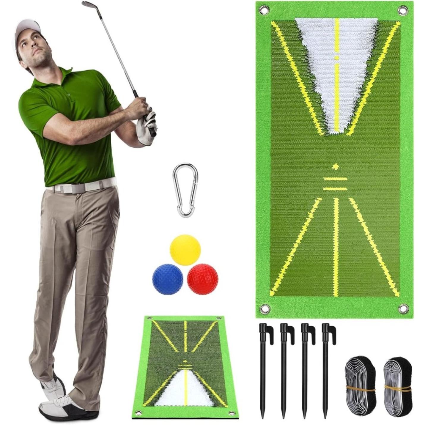 Golf trainingsmat voor Swing Detection Batting Analysis Swing Path and Correct Hitting Houding Golf Practice Mat, 25 x 50 cm, professionele golfoefenmat golfoefenapparaat voor binnen en buiten - happygetfit.com