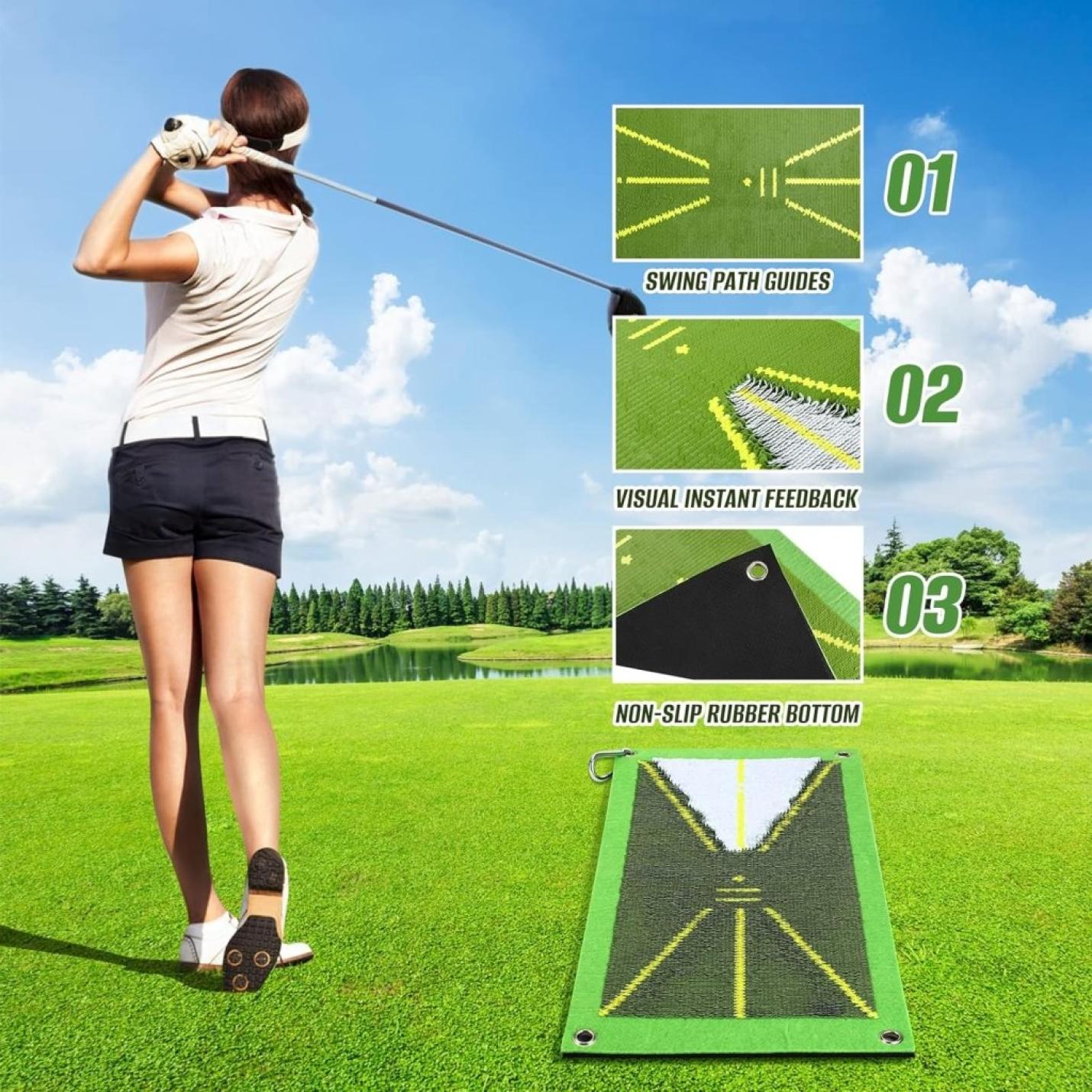 Golf trainingsmat voor Swing Detection Batting Analysis Swing Path and Correct Hitting Houding Golf Practice Mat, 25 x 50 cm, professionele golfoefenmat golfoefenapparaat voor binnen en buiten - happygetfit.com