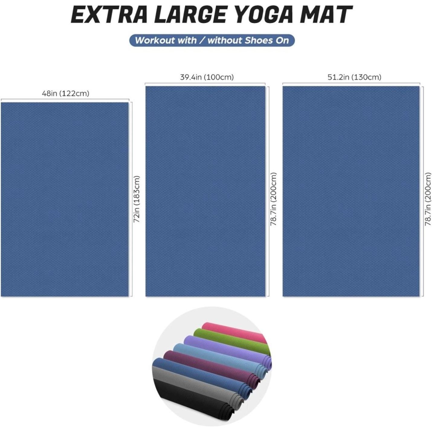 Grote yogamat, 183 x 122/200 x 100/200 x 130 cm, gymnastiekmat, meerkleurig, antislip en duurzaam, voor pilates, fitness, meditatio - happygetfit.com