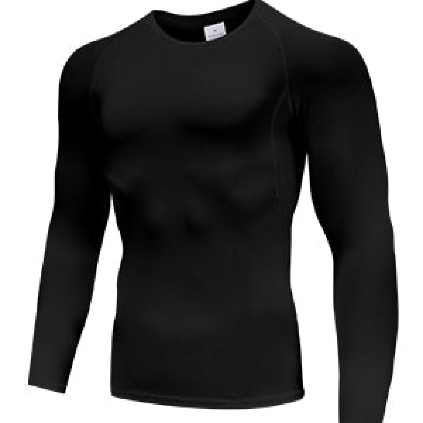 Heren 2 Pack Basislagen Tops, Lange Mouw Gym Running Top Workout Shirts Voor Mannen Longsleeve, Zwart/Grijs, L - happygetfit.com