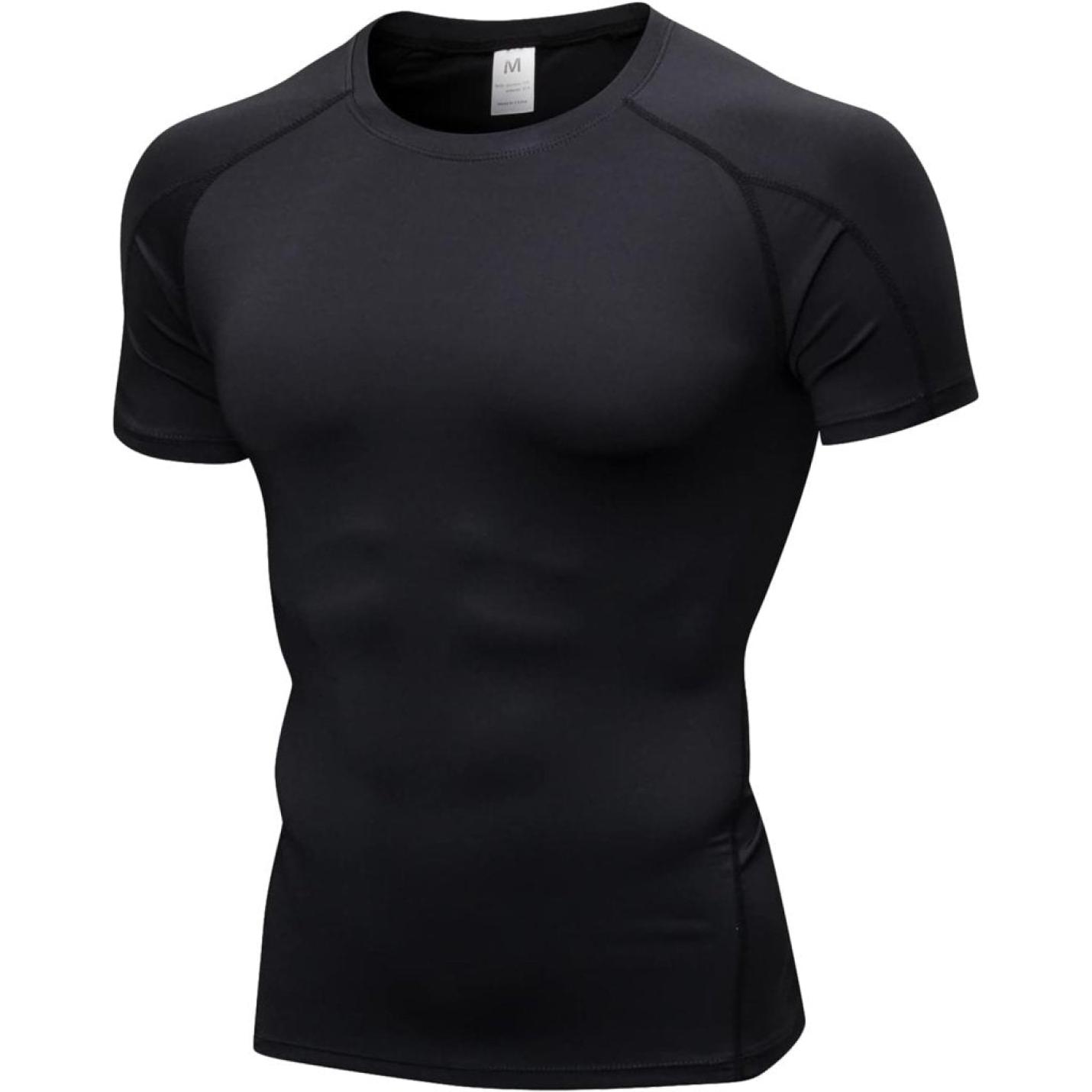 Heren compressieshirt korte mouwen functioneel shirt sneldrogend loopshirt sportshirt fitnessshirt voor mannen - happygetfit.com