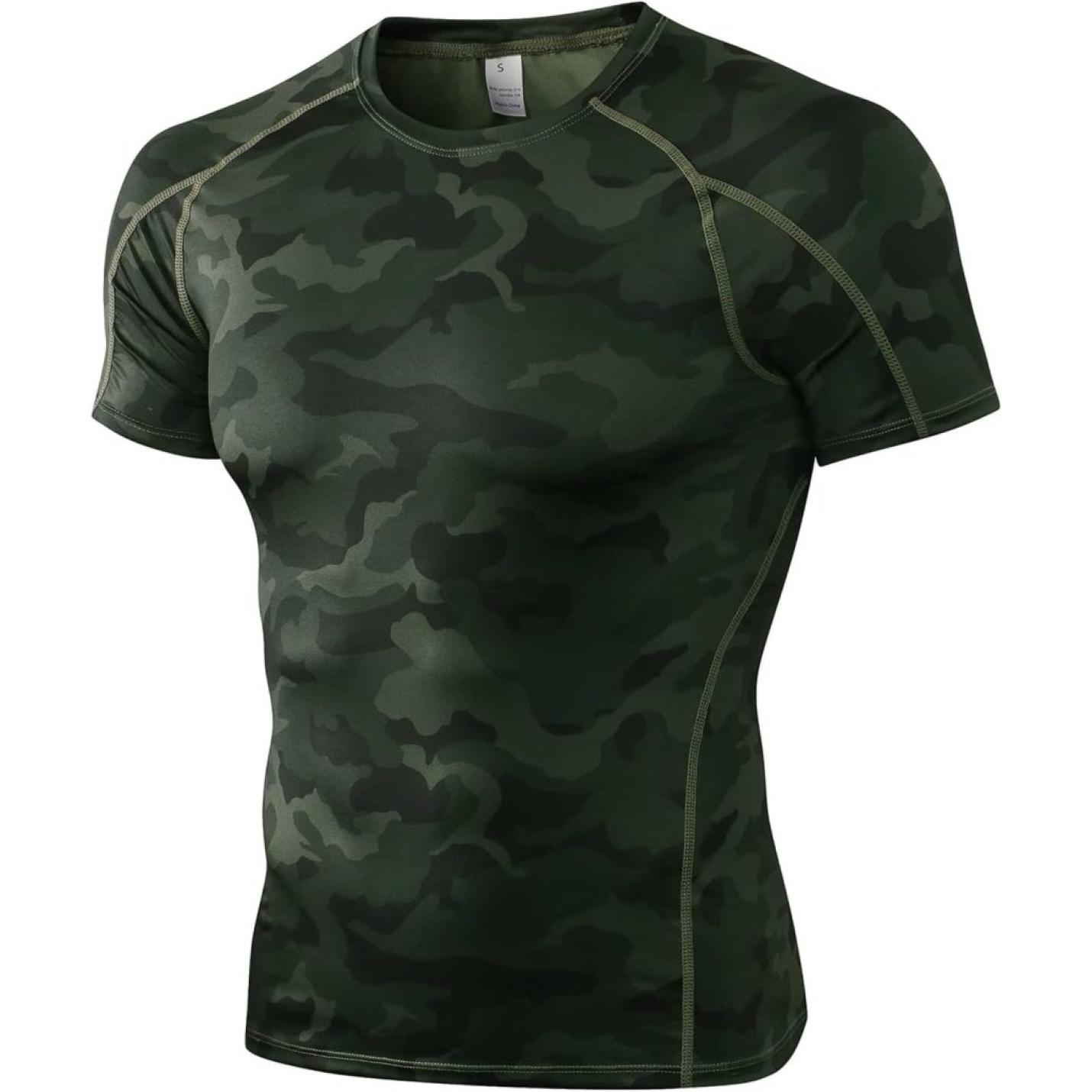 Heren compressieshirt korte mouwen functioneel shirt sneldrogend loopshirt sportshirt fitnessshirt voor mannen - happygetfit.com