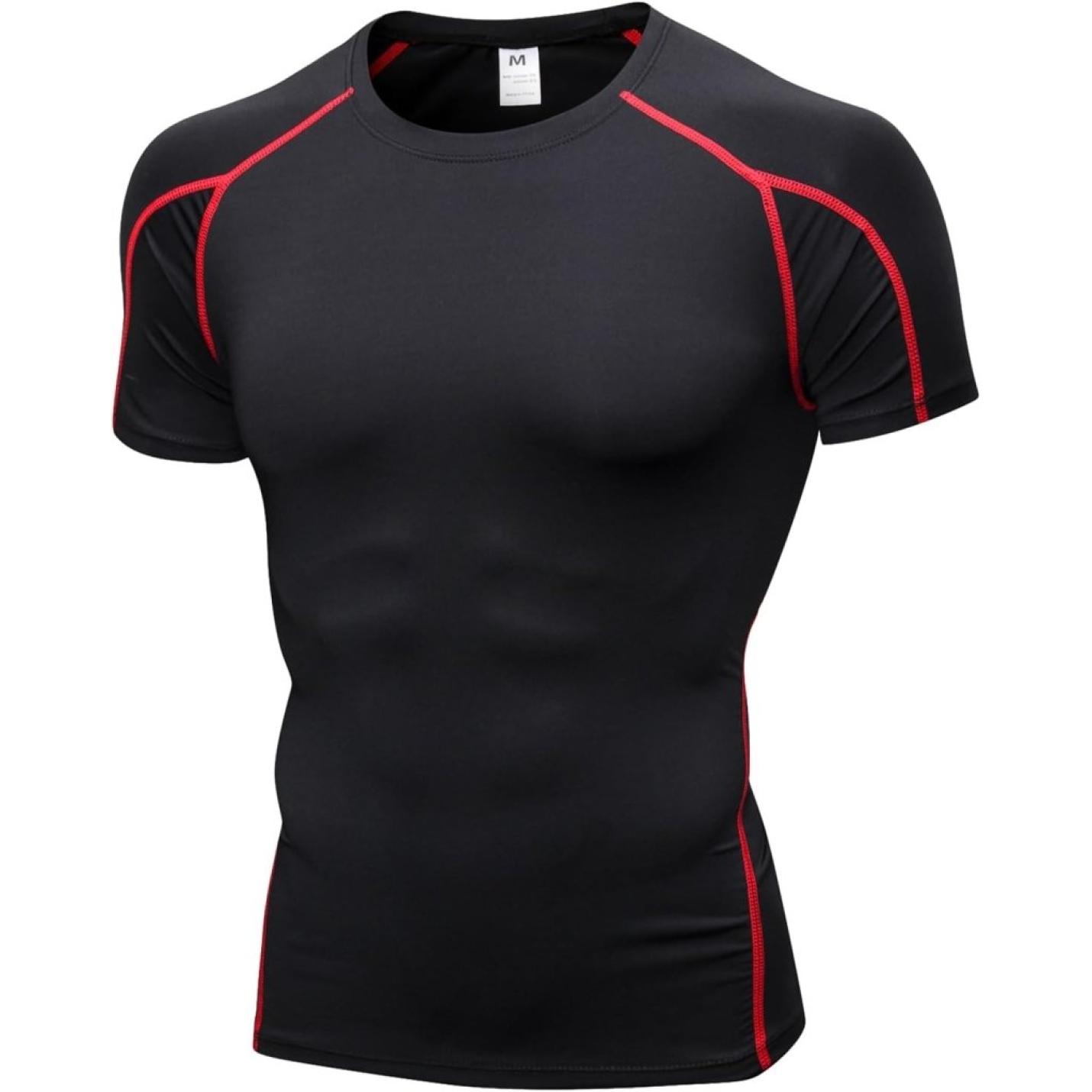 Heren compressieshirt korte mouwen functioneel shirt sneldrogend loopshirt sportshirt fitnessshirt voor mannen - happygetfit.com