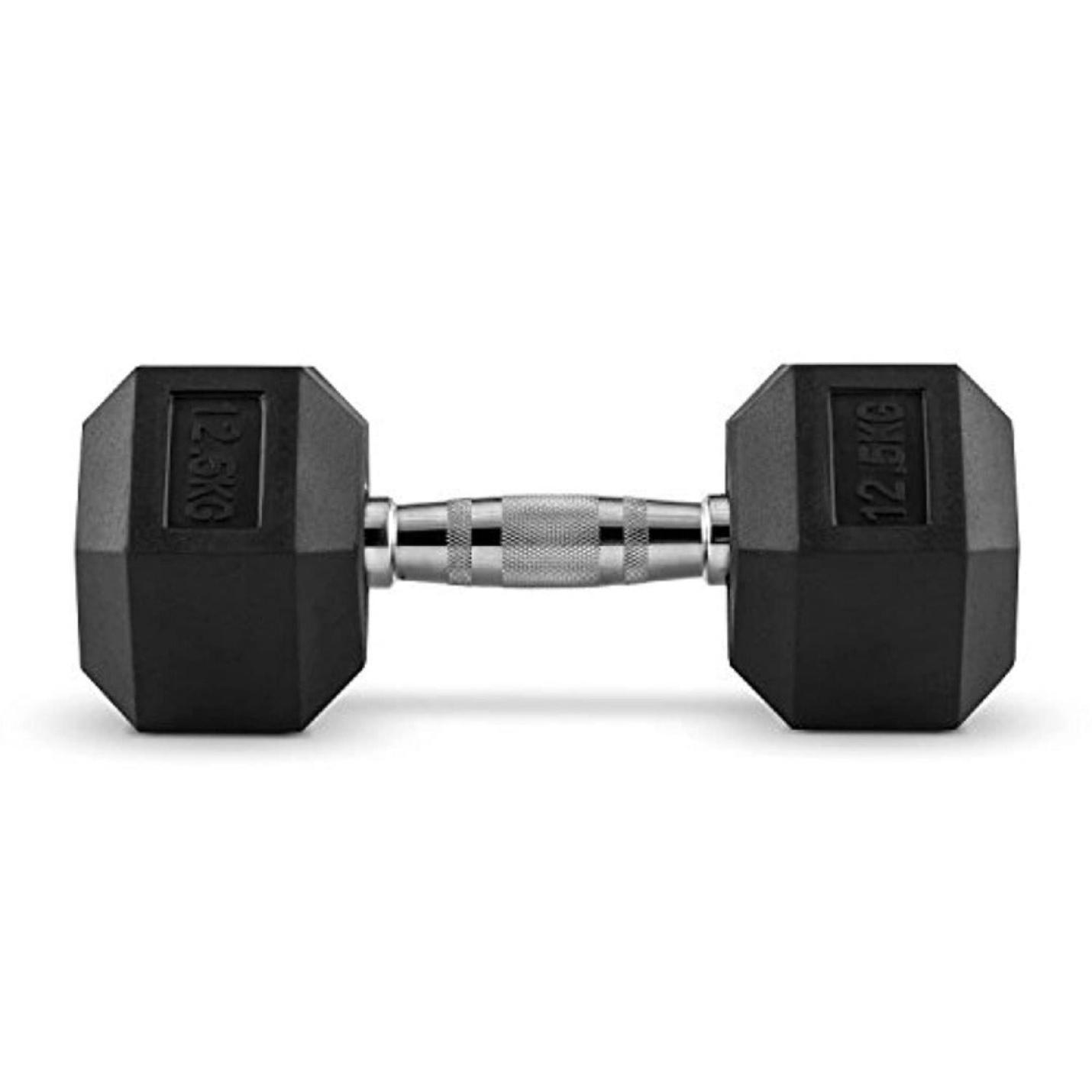 Ontdek de ultieme Black 12 kg Hexagon Dumbbells Set met metalen handgreep - Bereik je fitnessdoelen in stijl!