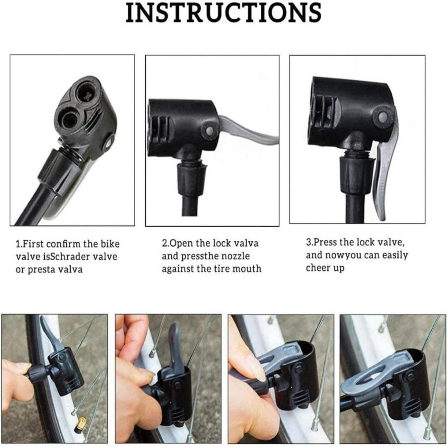 Stapsgewijze instructies voor het gebruik van de Verken de horizon met onze compacte mobiele hogedruk fietspomp op verschillende soorten kranen.