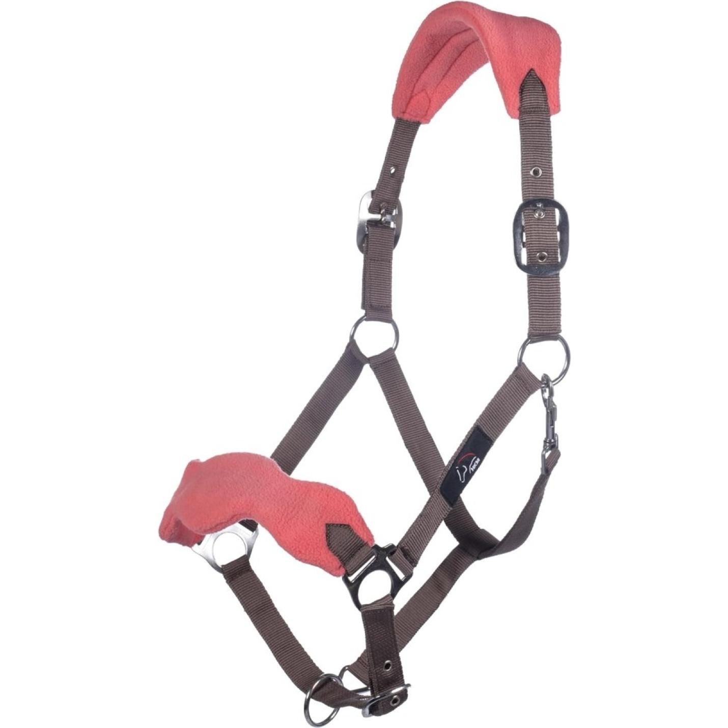 Holster met gebreide karabijnhaak & vliegenfranjes, grijs/roze, pony - happygetfit.com