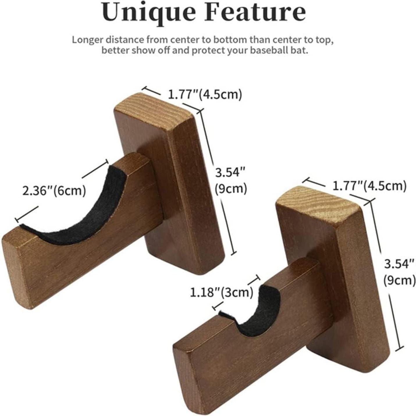 Houten Honkbalknuppel Muurbeugels: De perfecte manier om uw verzameling tentoon te stellen.