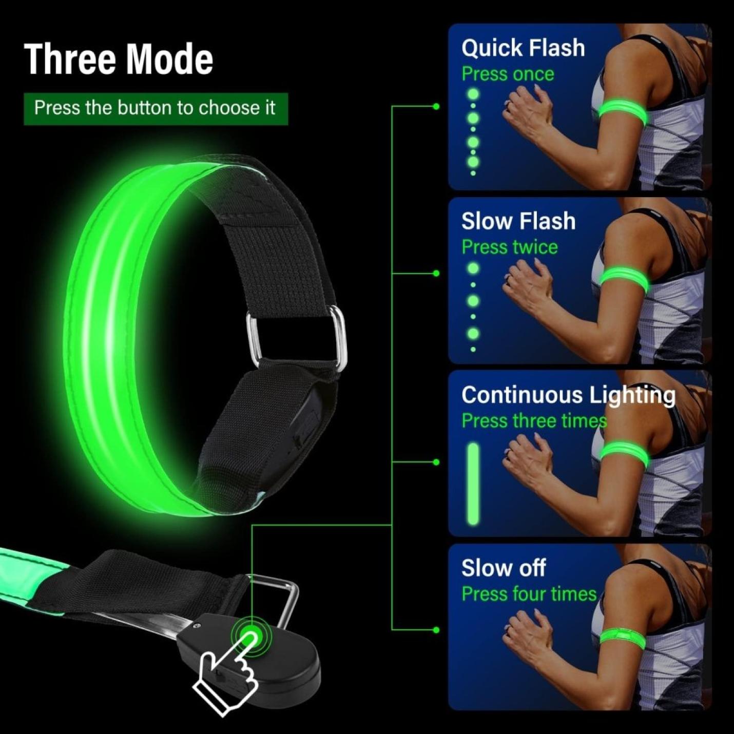 Led-armband, USB, 4 stuks, reflecterende ledband, lichtband, voor kinderen, reflecterende band, licht voor joggen, hardlopen, sport - happygetfit.com