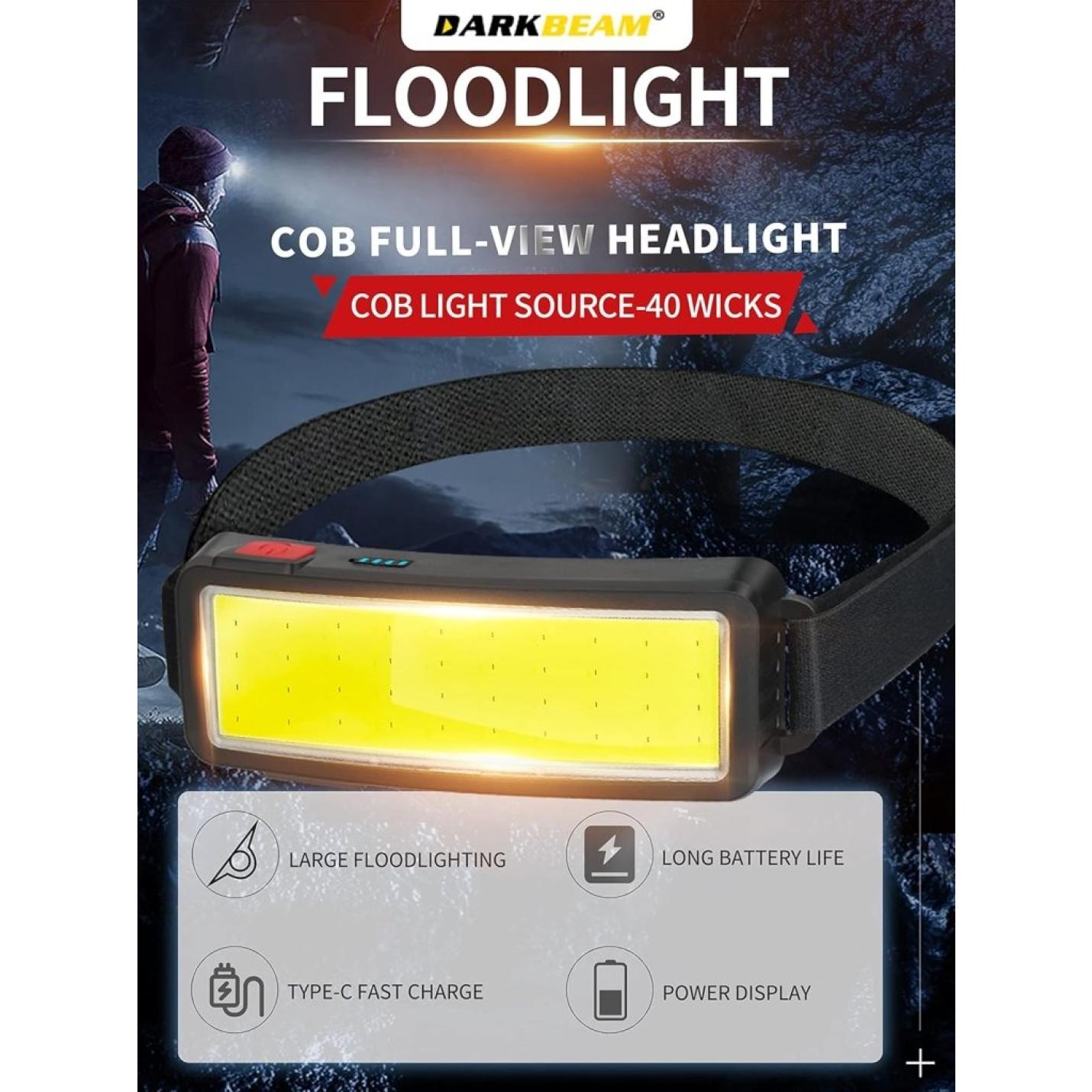 Led-hoofdlamp, hoge lumen, USB, oplaadbaar, COB-projector, lichte koplamp, waterdicht, onderhoud en constructie van de auto, werklicht voor helm, fietsen, vissen in de open lucht - happygetfit.com