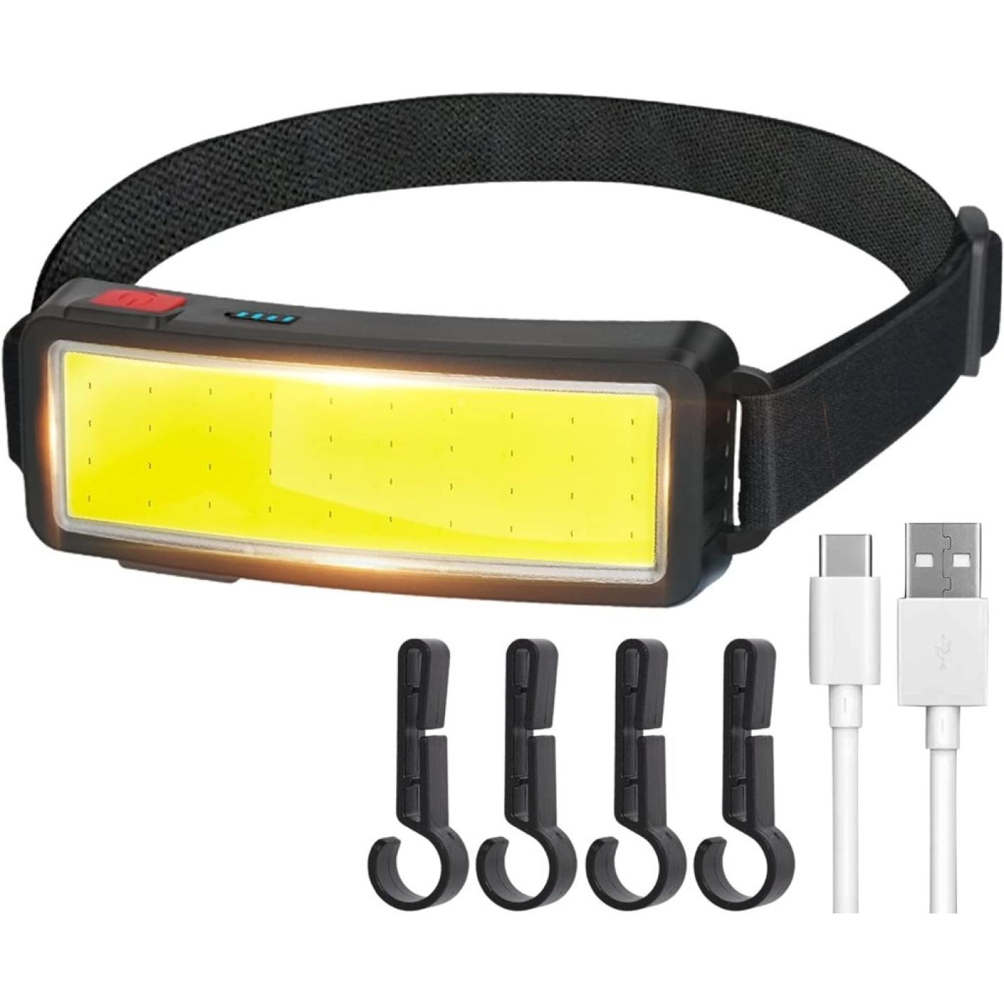 Led-hoofdlamp, hoge lumen, USB, oplaadbaar, COB-projector, lichte koplamp, waterdicht, onderhoud en constructie van de auto, werklicht voor helm, fietsen, vissen in de open lucht - happygetfit.com