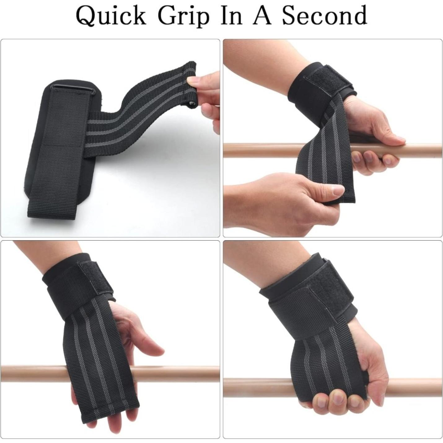 Lifting straps voor krachttraining, polsbandages voor fitness, bodybuilding, powerlifting, crossfit, gymaccessoires, lifting straps voor vrouwen en mannen - happygetfit.com