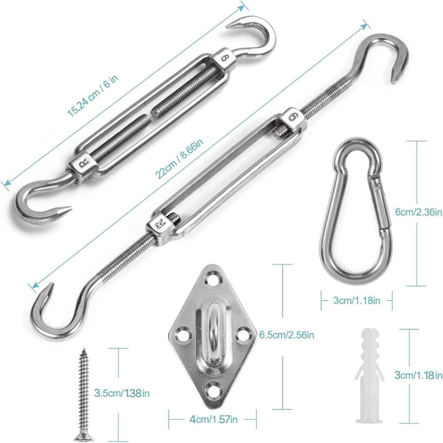 Verleiding in de schaduw: De ultieme luifelset voor een zorgeloze inclusief zomer een spanschroef, haak, karabijnhaak, wandmontage en schroeven met hun