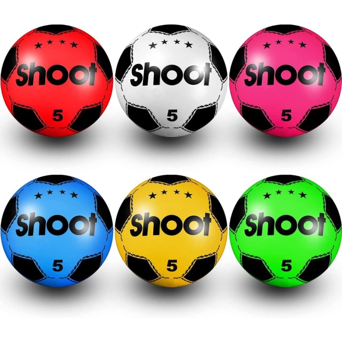 Zin met productnaam: Zes kleurrijke PVC voetballen met het woord "shoot" en het nummer 5 erop gedrukt, veilig voor kinderen, geplaatst
Productnaam: De perfecte speelkameraad voor je soort: de perfecte speelkameraad voor je soort