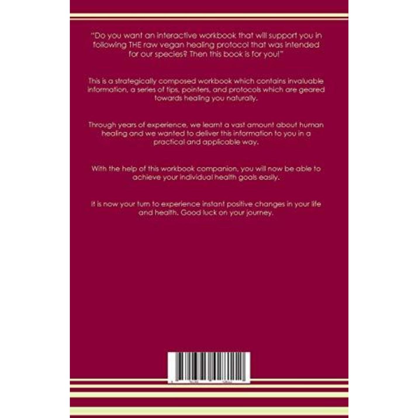 Achterkant van "Reversing Papular Purpuric Gloves & Socks Syndrome: Kidney Filtration The Raw Vegan Plant-Based Detoxification & Regeneration Workbook for Healing ... Workbook for Healing Patiënten.Volume 5" met een beschrijving van het interactieve werkboekformaat gericht op persoonlijke groei en rauwe veganistische genezing, met een streepjescode onderaan.