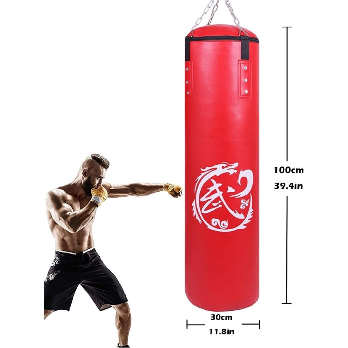 Set hangende Bokszakken - Bokszakken voor Volwassenen, hoogwaardig PU-leer, Kickboksen in Vechtsporten, Muay Thai, MMA-Training, Stootzandzak voor Boksfitness (Geen vulling) - happygetfit.com