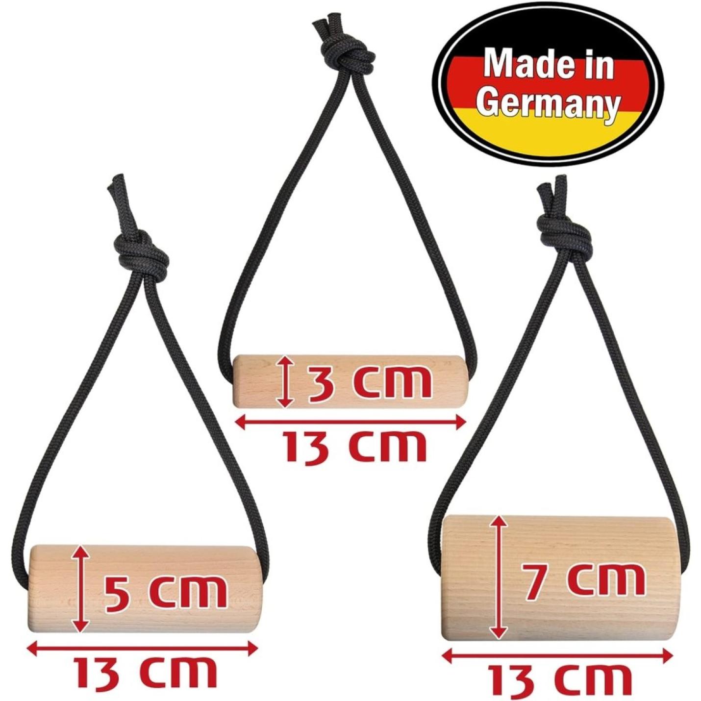 Set van 2 houten grip krachttrainer trainingsgrepen belastbaar tot 150 kg - diameter 3 cm of 7 cm - happygetfit.com