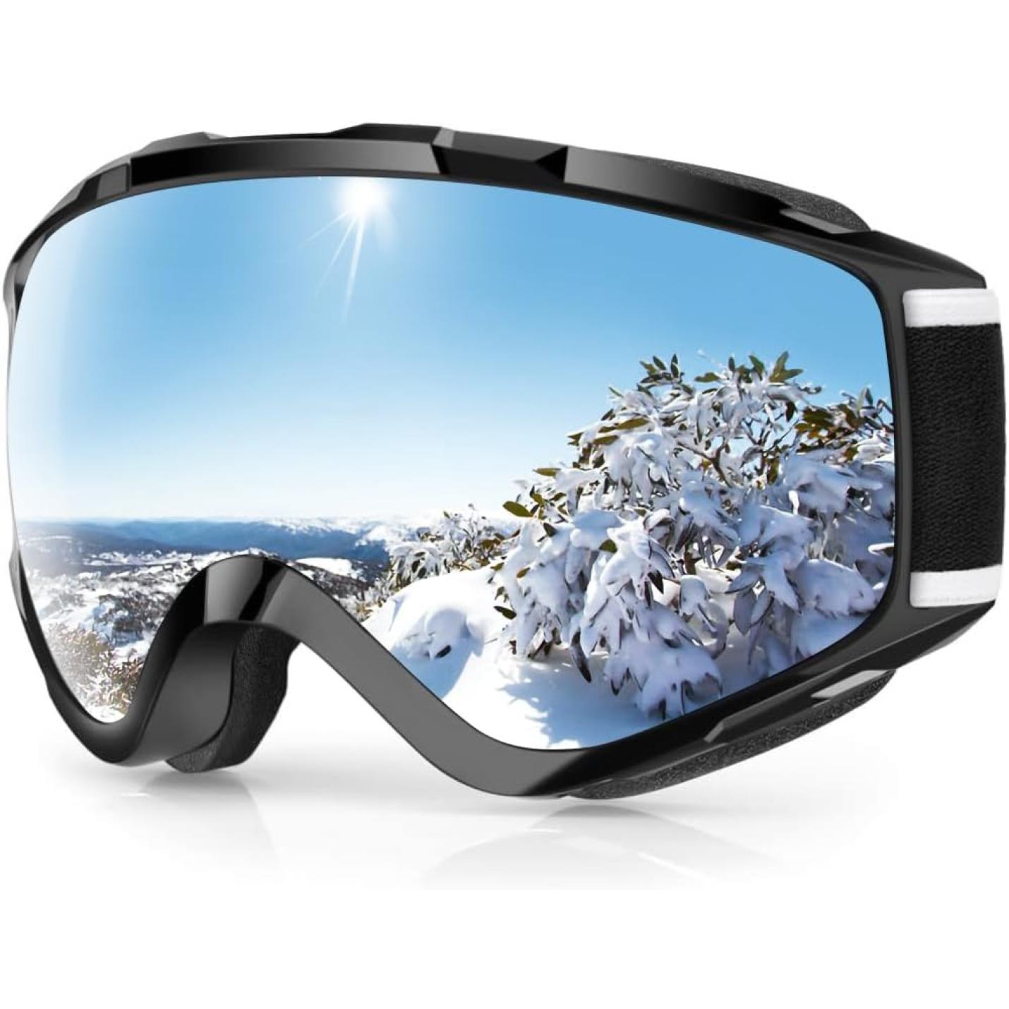 Skibril,Skibrillen Dames Heren Volwassenen voor Brildragers OTG,UV Bescherming Anti Mist Ski Goggles Bolvormige Spiegel - happygetfit.com