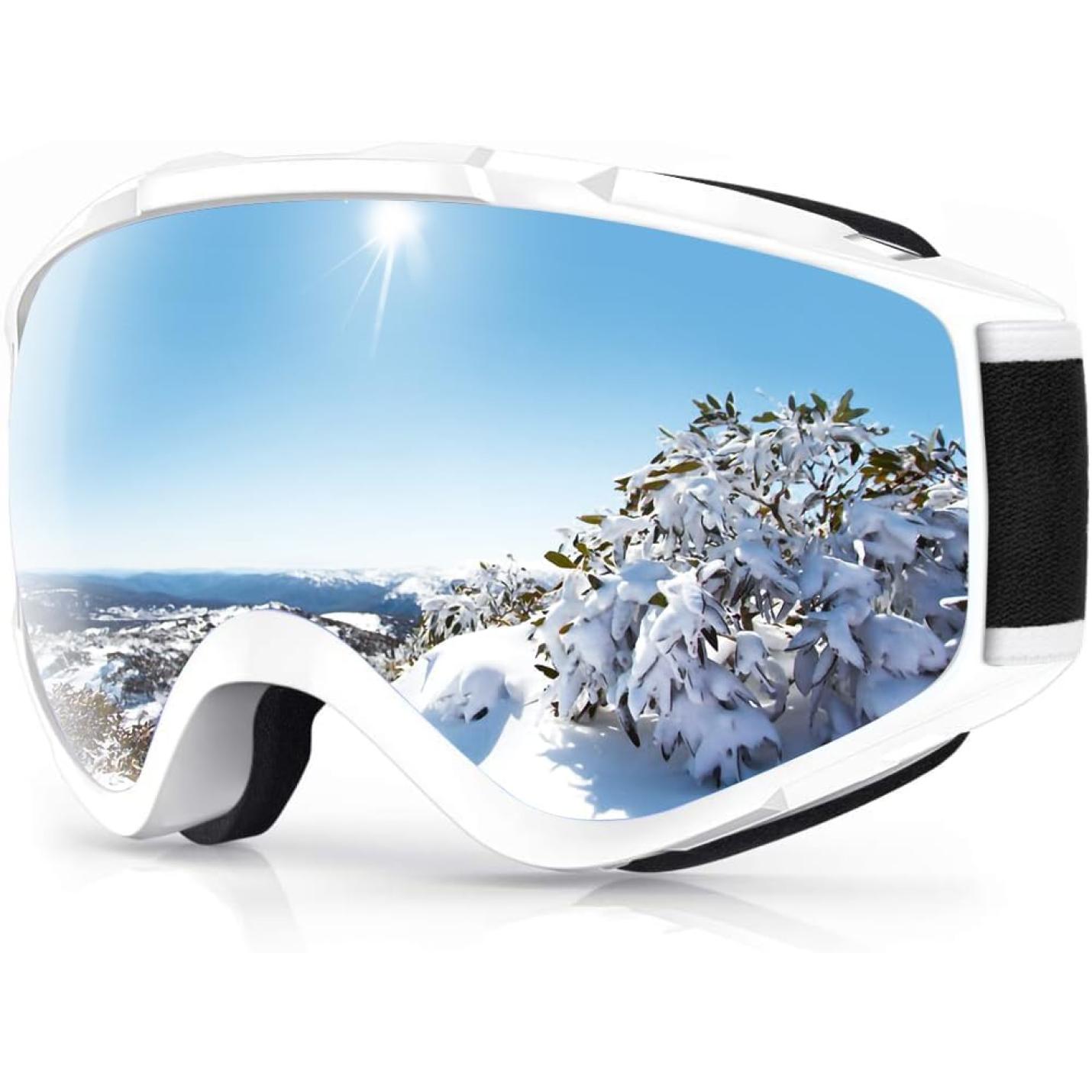 Skibril,Skibrillen Dames Heren Volwassenen voor Brildragers OTG,UV Bescherming Anti Mist Ski Goggles Bolvormige Spiegel - happygetfit.com