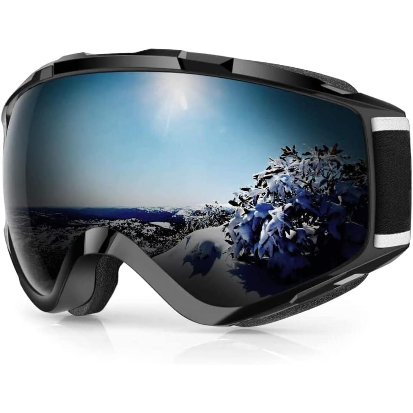 Skibril,Skibrillen Dames Heren Volwassenen voor Brildragers OTG,UV Bescherming Anti Mist Ski Goggles Bolvormige Spiegel - happygetfit.com