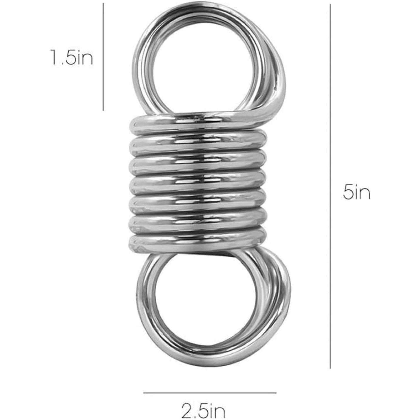 Metalen compressieveer van gehard gegalvaniseerd staal met afmetingen gelabeld.
Productnaam: Snellere, krachtigere en veiligere training met onze bokszakveer.