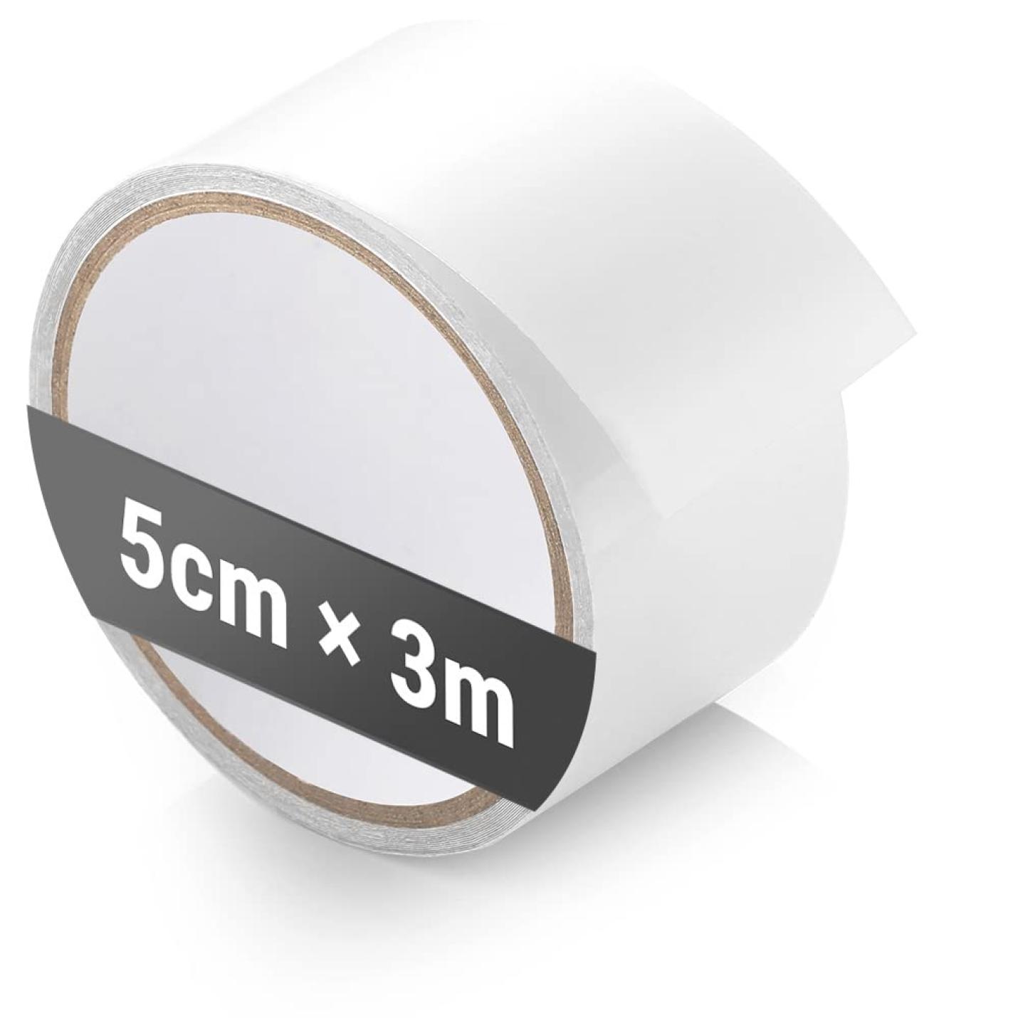 Rol tenttape met de afmetingen "5 cm x 3 m" op een effen witte achtergrond.