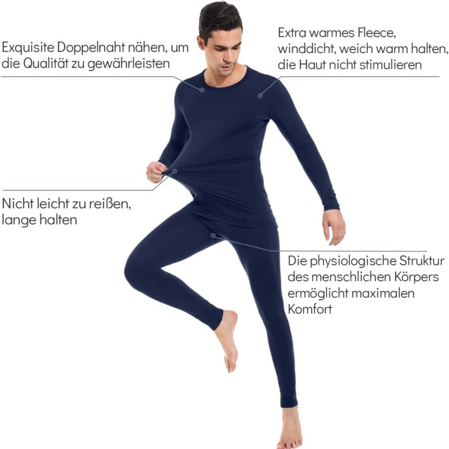 Thermisch ondergoed voor heren, ademend, functioneel ondergoed, lang thermo-ondergoed met warme basislaag voor skiën, winter, sport - happygetfit.com