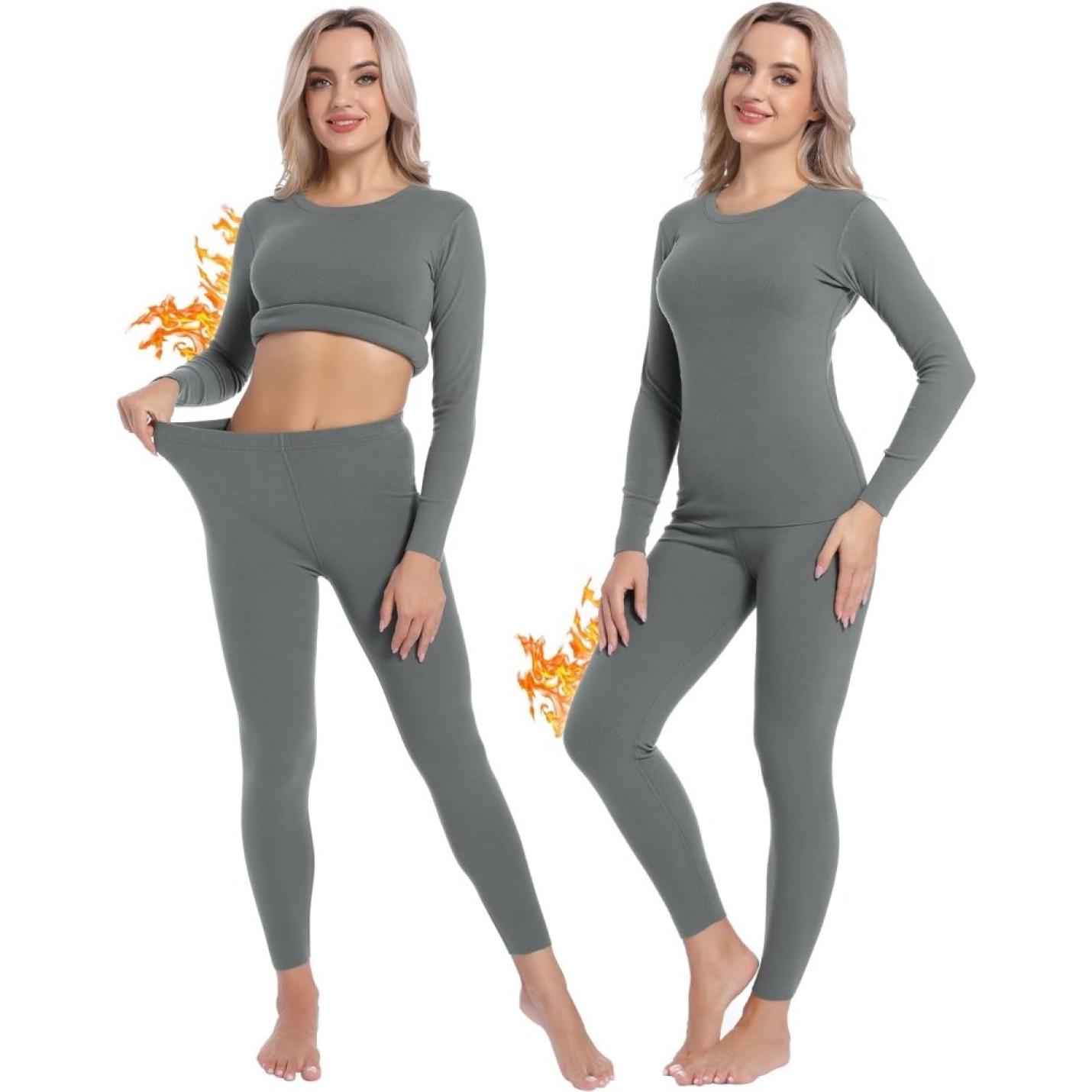 Thermo ondergoed voor dames, set met een boven- en onderstuk, winterondergoed, ski-ondergoed, warme thermische ondergoedset - happygetfit.com