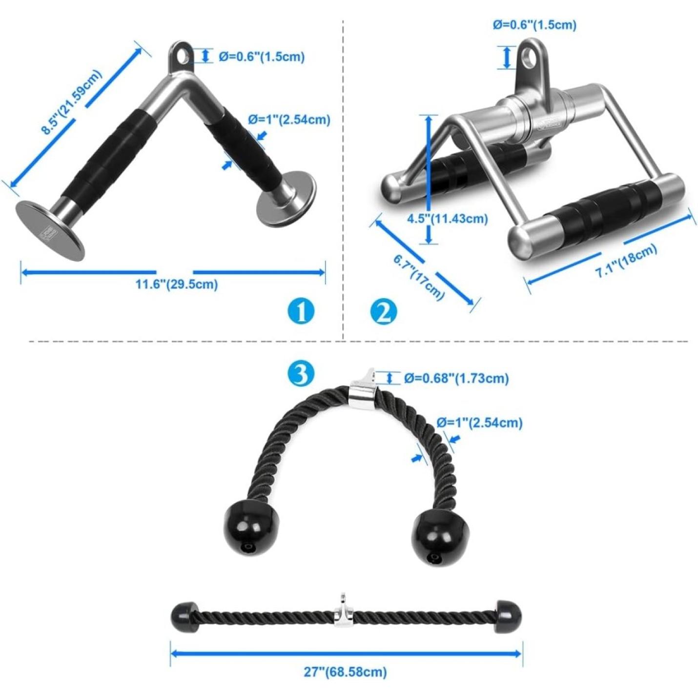 Triceps Pull Down Attachment, Kabelmachine Accessoires voor Home Gym, LAT Pull Down Attachment Gewicht Fitness - happygetfit.com