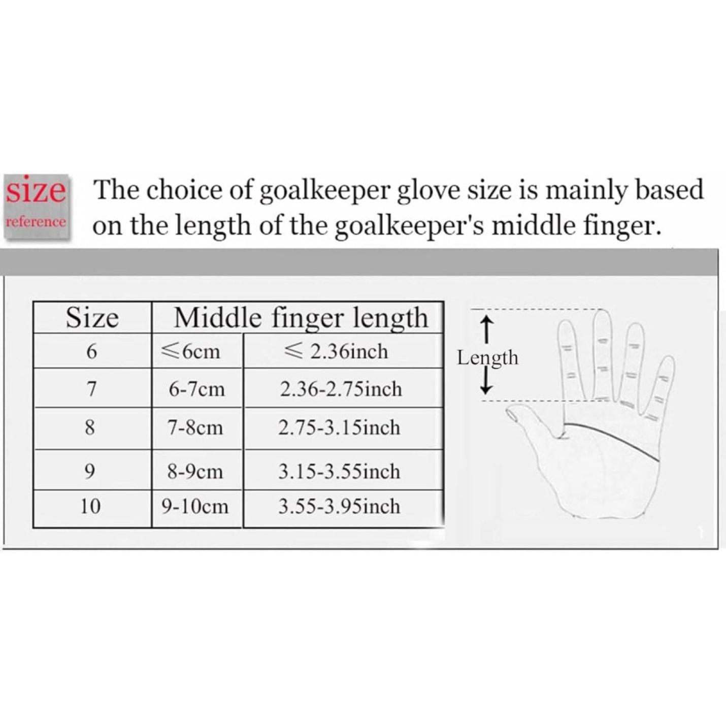 Voetbal doelman handschoenen voor jongens, kinderen, volwassen voetbal keeper kit maat 6 / 7 / 8 / 9 / 10 - happygetfit.com