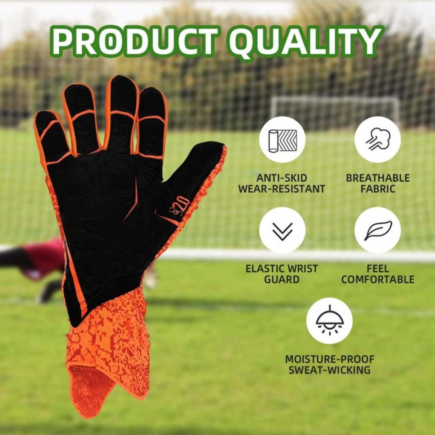 Voetbal Goalkeeper Handschoenen voor jongens, kinderen, volwassenen, voetbalkeeperset, premium keepershandschoenen, super grip en bescherming, maat 6/7/8/9/10 - happygetfit.com