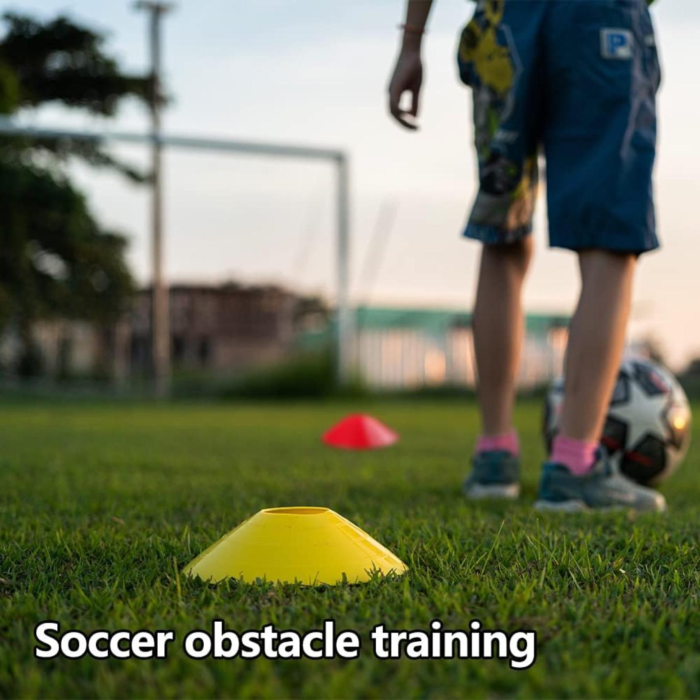 Voetbaltrainingsaccessoires, coördinatieladder, trainingsladder, met 12 kegels, 4 palen, voetbaltrainingsset, uitrusting, accessoires, voetbaltraining - happygetfit.com