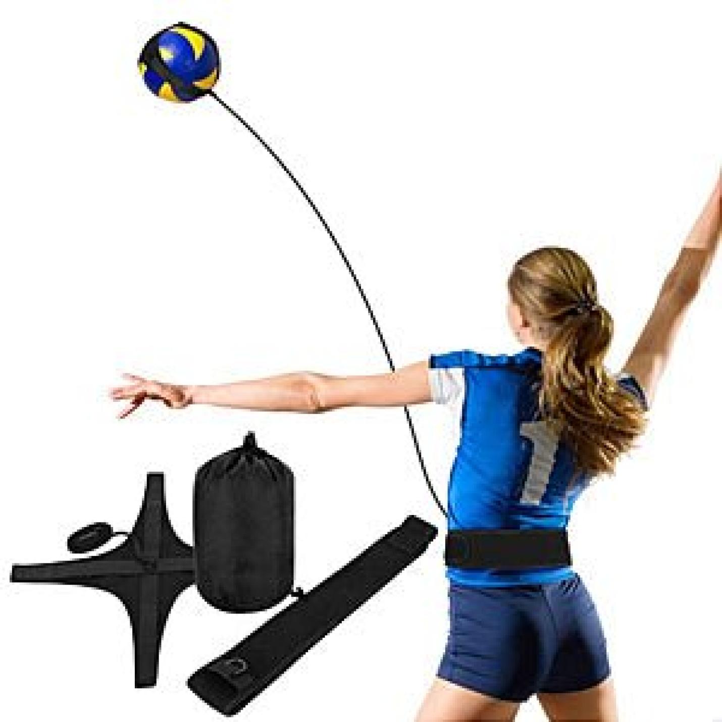 Volleybal Trainingsapparatuur, Volleybal Serve-kit Volleybaltrainingshulp met Taille Riem voor Solo Oefeningen van Arm-rotaties, Serveren, Smashen en Slaan - happygetfit.com