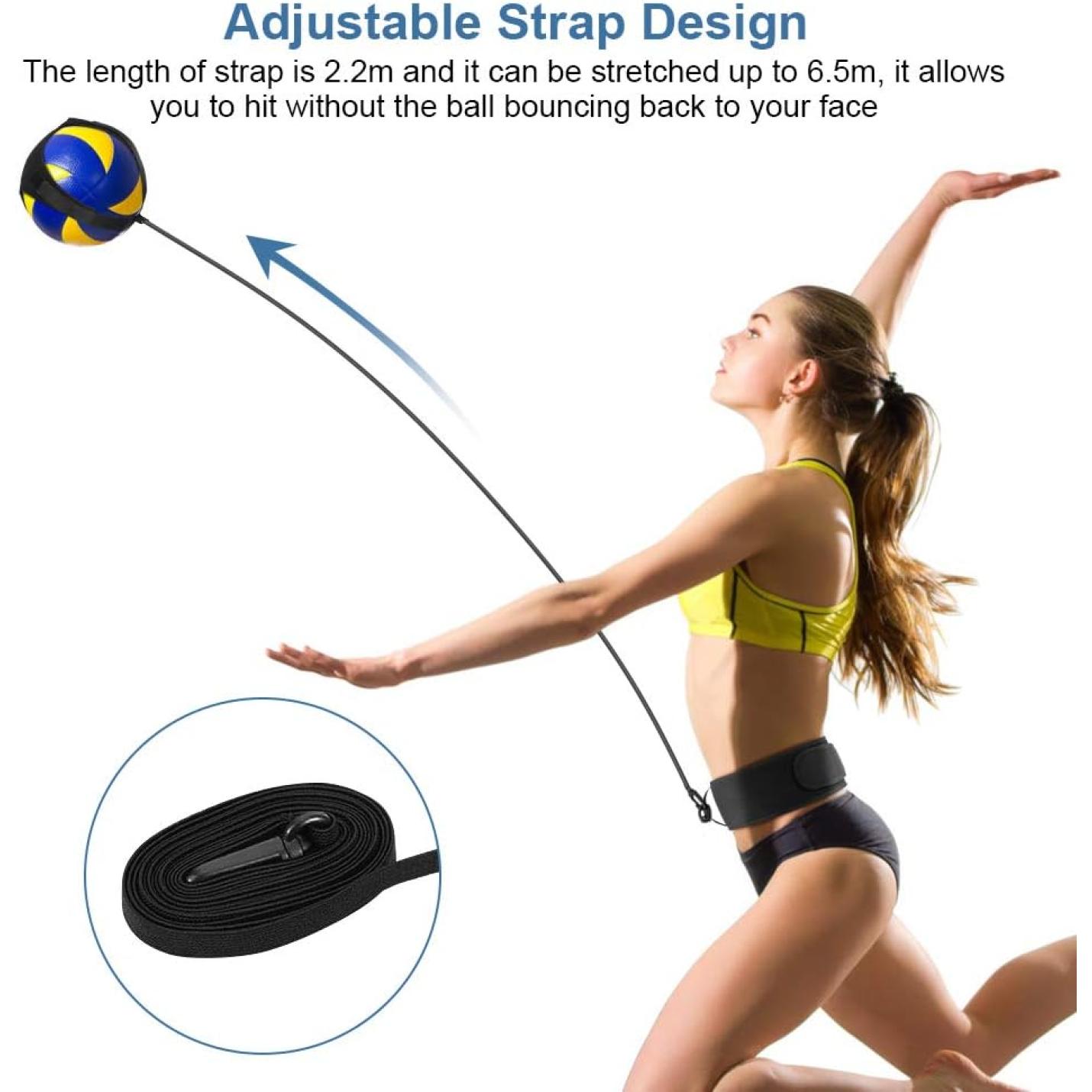 Volleybal Trainingsapparatuur, Volleybal Serve-kit Volleybaltrainingshulp met Taille Riem voor Solo Oefeningen van Arm-rotaties, Serveren, Smashen en Slaan - happygetfit.com