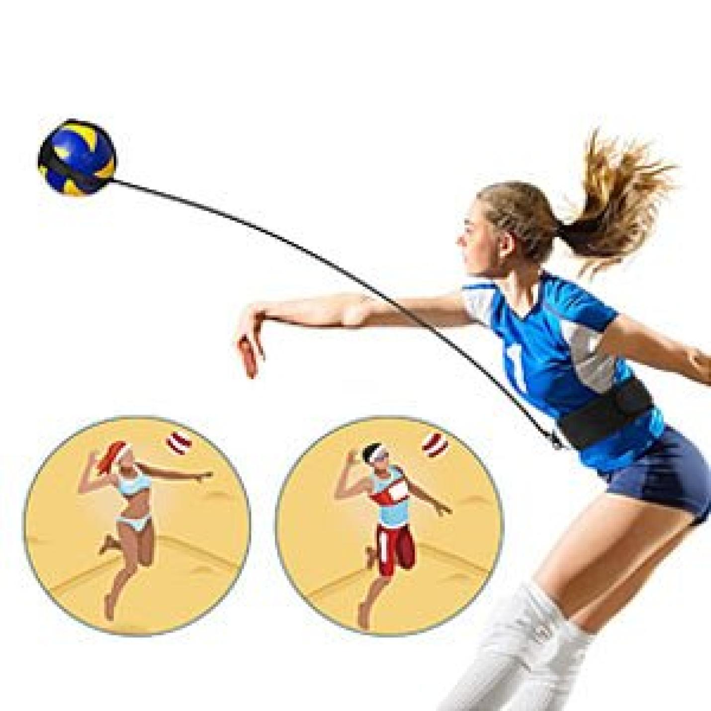 Volleybal Trainingsapparatuur, Volleybal Serve-kit Volleybaltrainingshulp met Taille Riem voor Solo Oefeningen van Arm-rotaties, Serveren, Smashen en Slaan - happygetfit.com