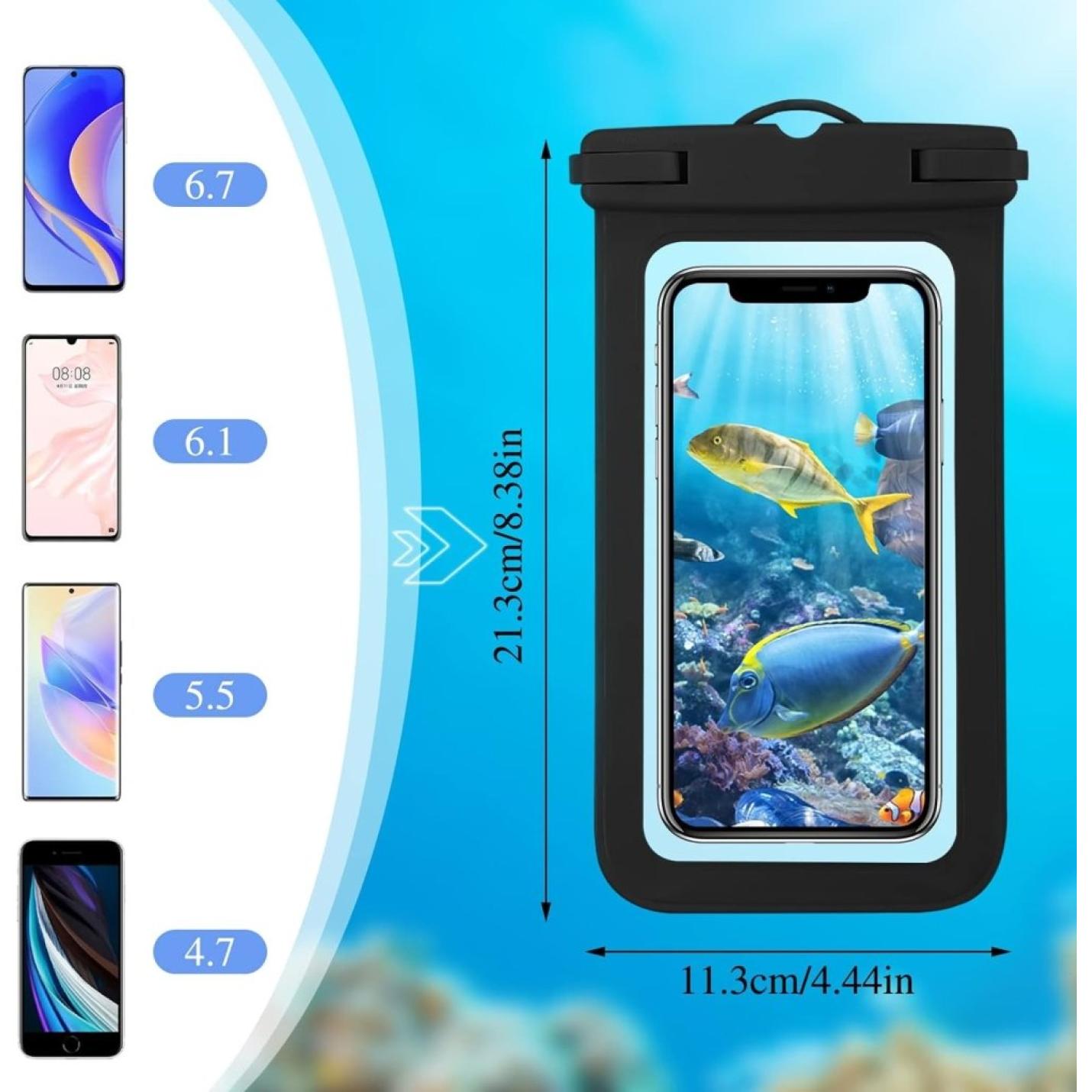 Waterdicht telefoonzakje, IPX8 waterdicht telefoonhoesje universeel drijvend onderwater droge zak mobiele telefoonhoes houder voor alle telefoonmodellen vakantie zwemmen essentieel 7,0 inch (1 - happygetfit.com