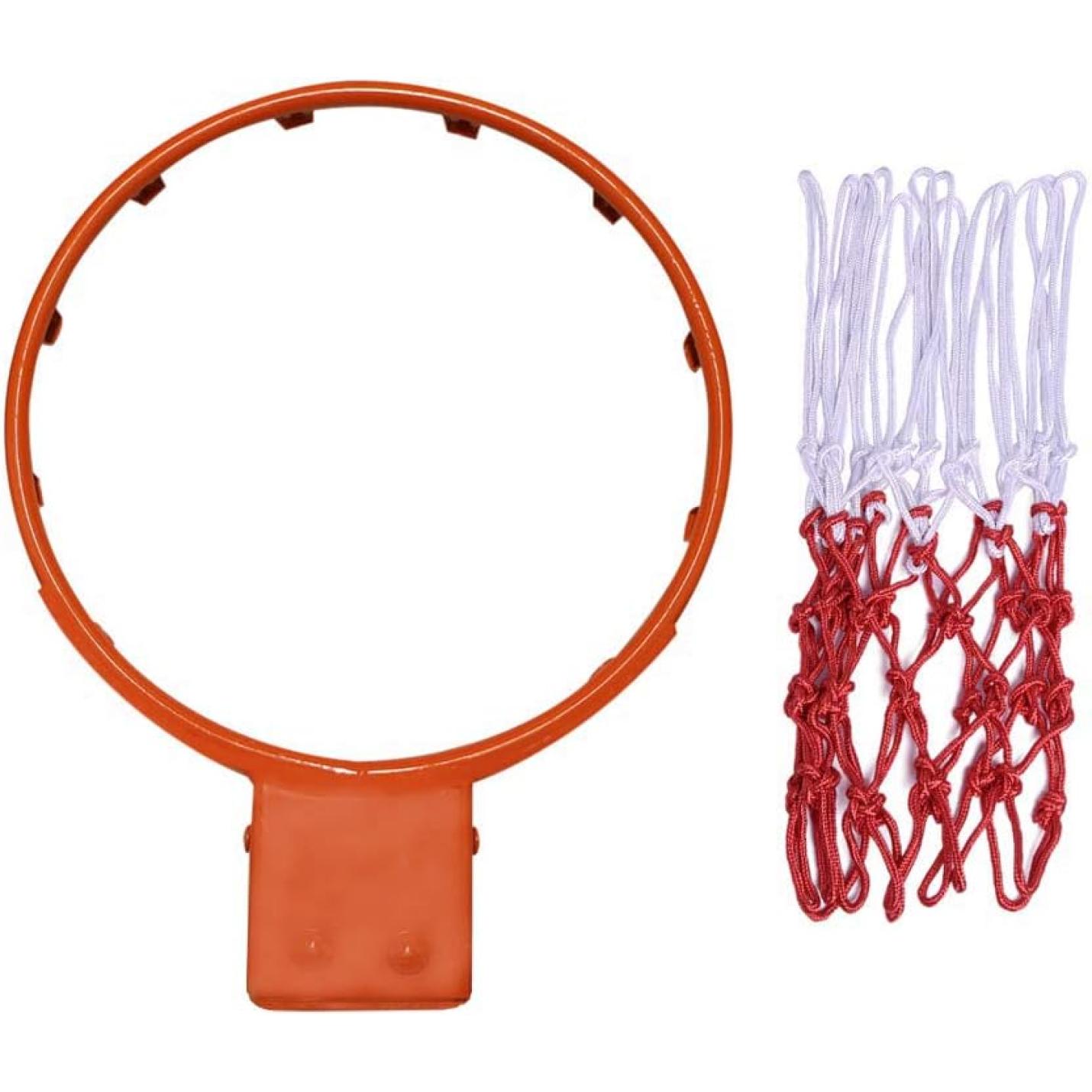 Orange Word een echte basketbalkampioen met onze professionele basketbalring met een rood-wit net.